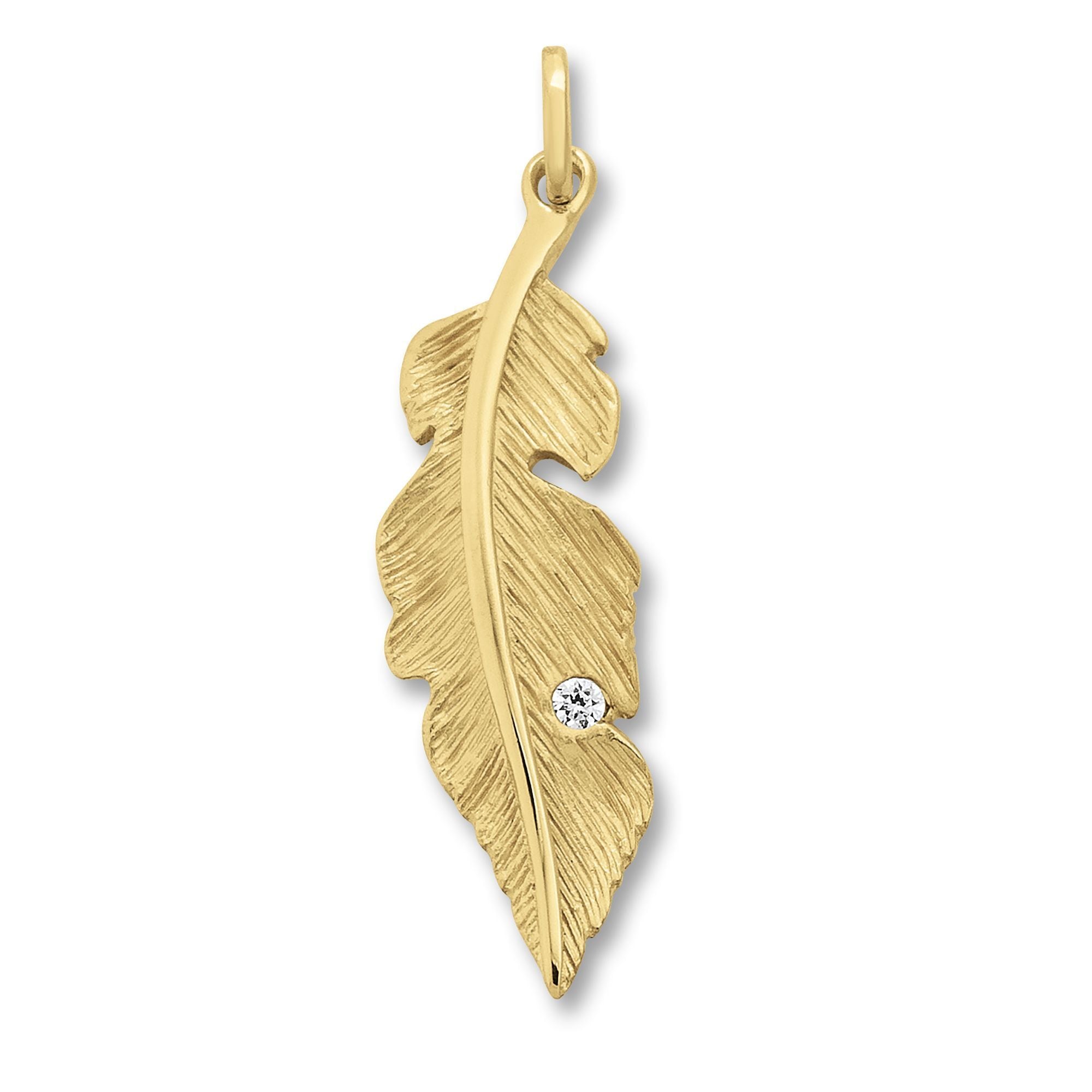 Anhänger »Zirkonia Feder ELEMENT Damen Feder 333 ONE | Gold aus online Gelbgold«, BAUR Schmuck Kettenanhänger bestellen