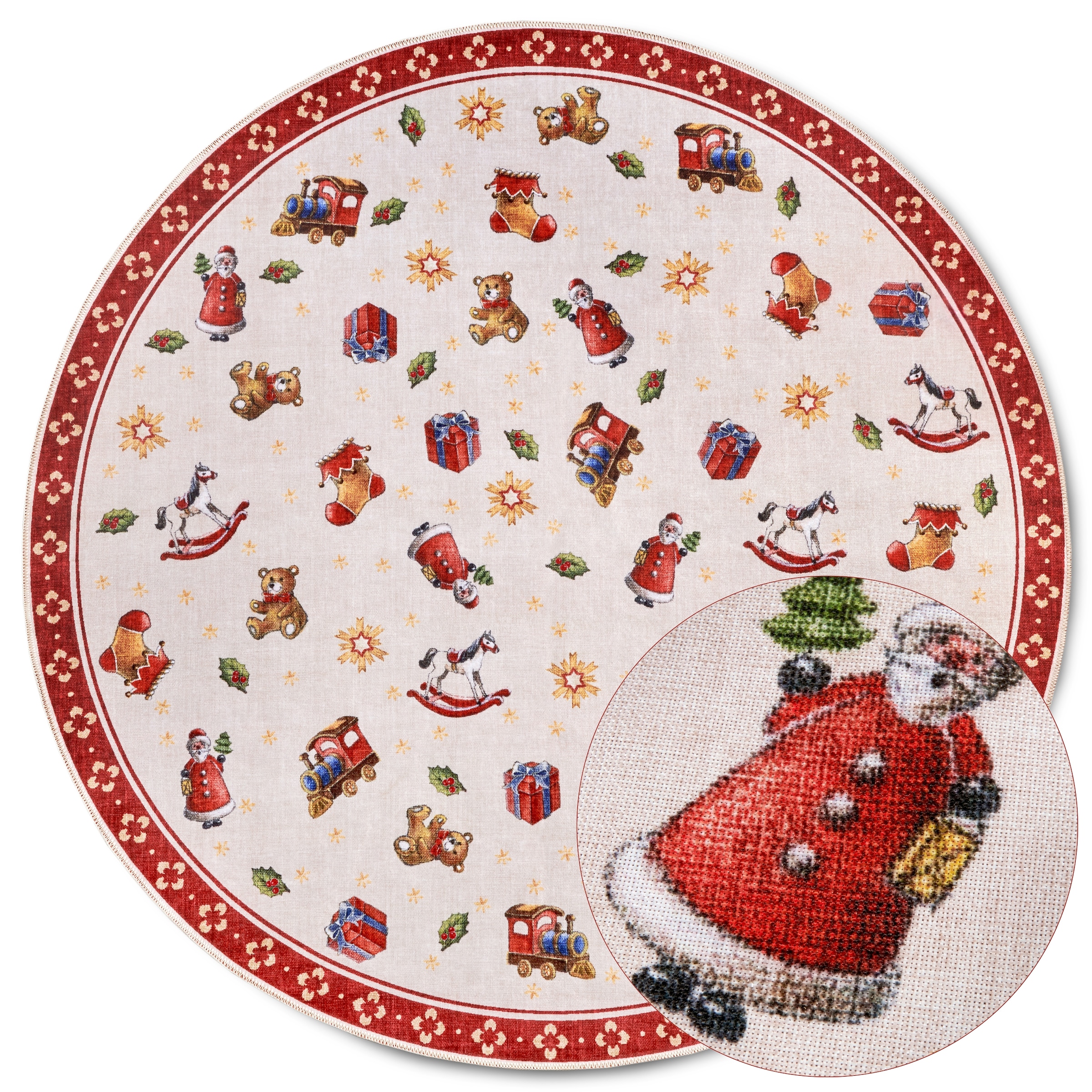 Villeroy & Boch Teppich »Nostalgic«, rund, 3 mm Höhe, klassisch, Weihnachten, Wohnzimmer, Flur, Geschenk, Toys Delight, Deko