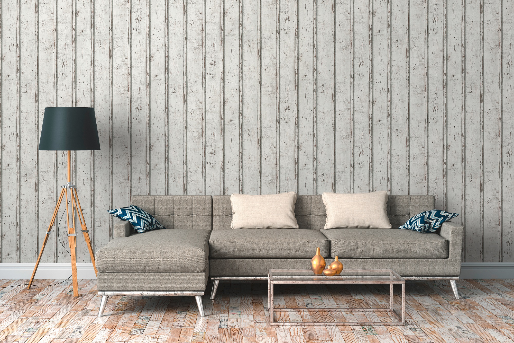 A.S. Création Vliestapete »Elements Vliestapete Holz-Optik Mustertapete Weiß Grau Vintage«, Strukturmuster, moderne Tapete mit Holzlatten Struktur für Wohnzimmer Küche