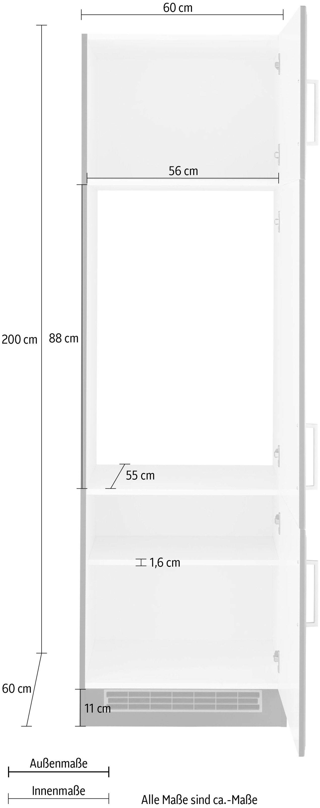 HELD MÖBEL Kühlumbauschrank »Stockholm«, 60 cm breit, hochwertige MDF-Fronten mit Fräsung