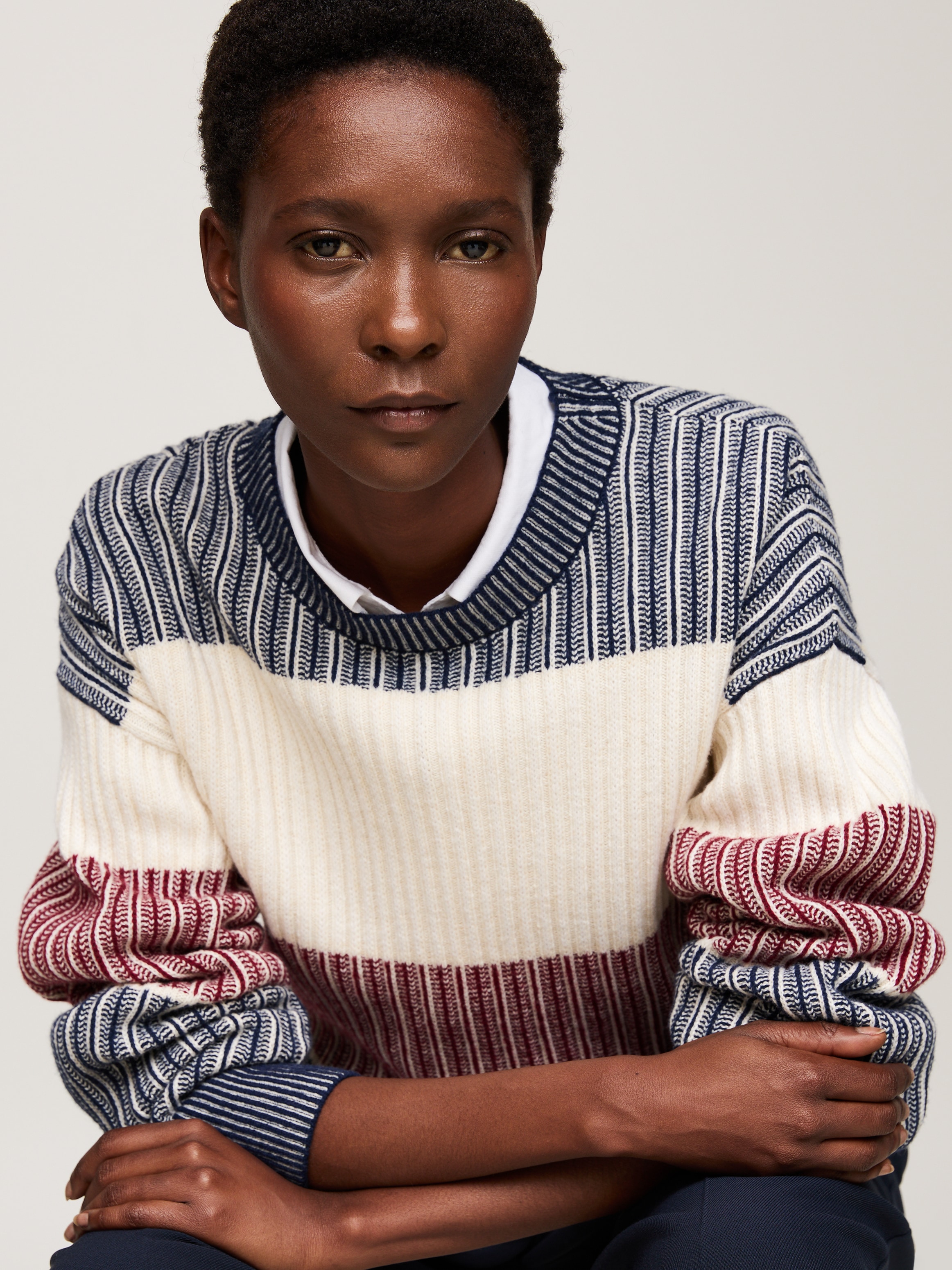 Tommy Hilfiger Strickpullover »GLOBAL STP ALL OVER SWEATER« Global Serie TH WOMEN,  mit Tommy Hilfiger Global Stripe