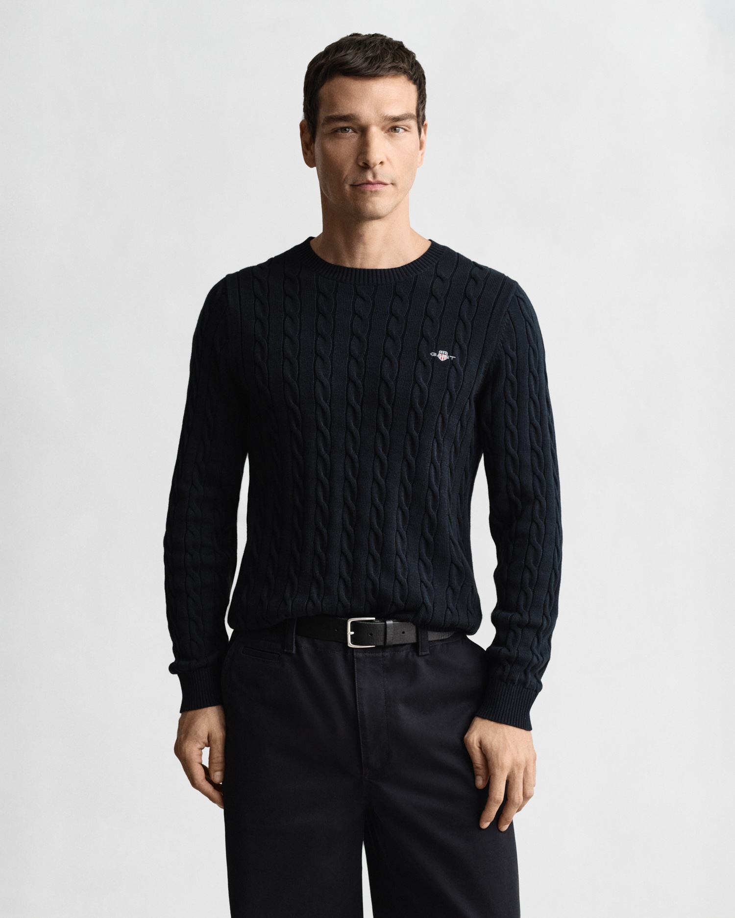 GANT Cotton Cable Crew Neck Sweater Evening Blue M 5