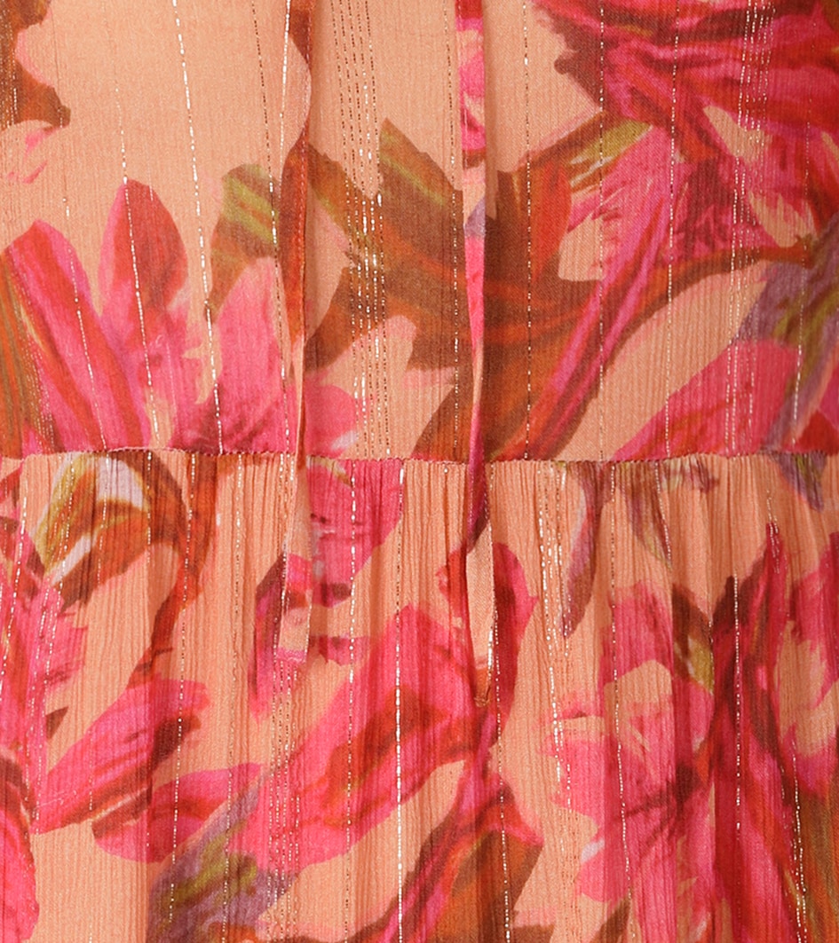 Aniston CASUAL Sommerkleid mit fantasievollen Blumendruck und Glitzerfäden - NEUE KOLLEKTION