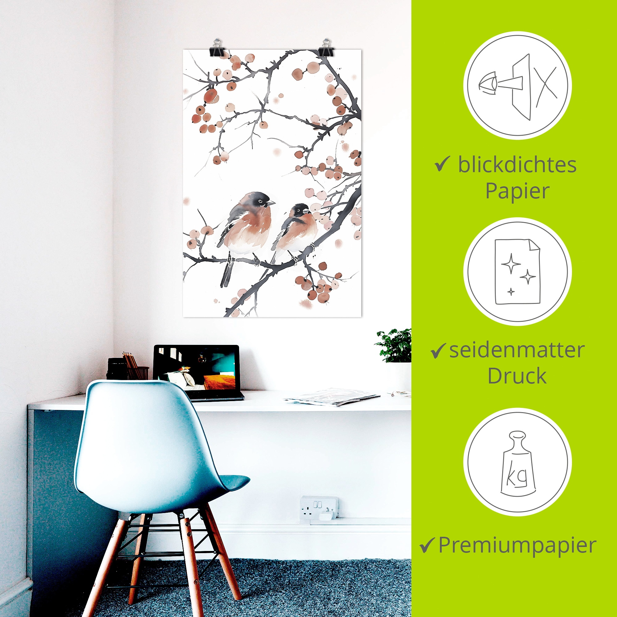 Artland Wandbild »Aquarell Gimpel« Vogelbilder 1 Stk. tlg. als Alubild, Leinwandbild, Poster, Wandaufkleber in verschied. Größen