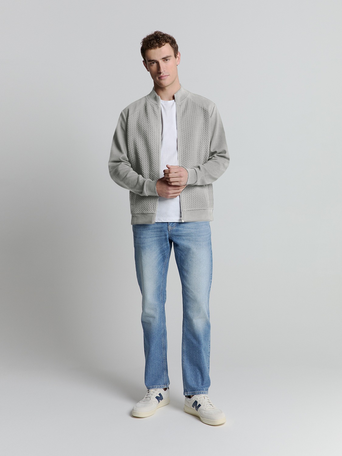 NO EXCESS Sweater »No Excess Jacquard sweatshirt mit Vollreißverschluss«