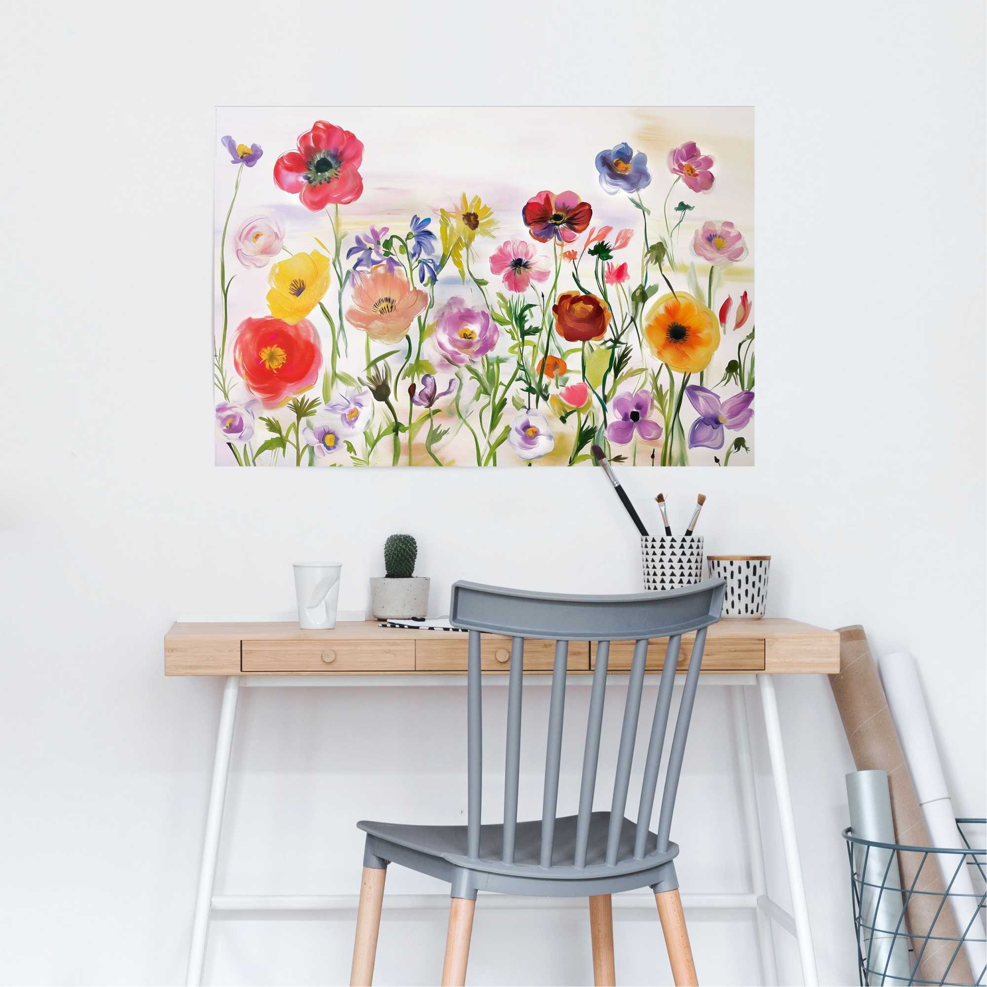 Reinders! Poster »Blumenfeld«, Hobbyraum - Beige - 150 gr. Papier - Blumen und Pflanzen - 91,5x61 cm