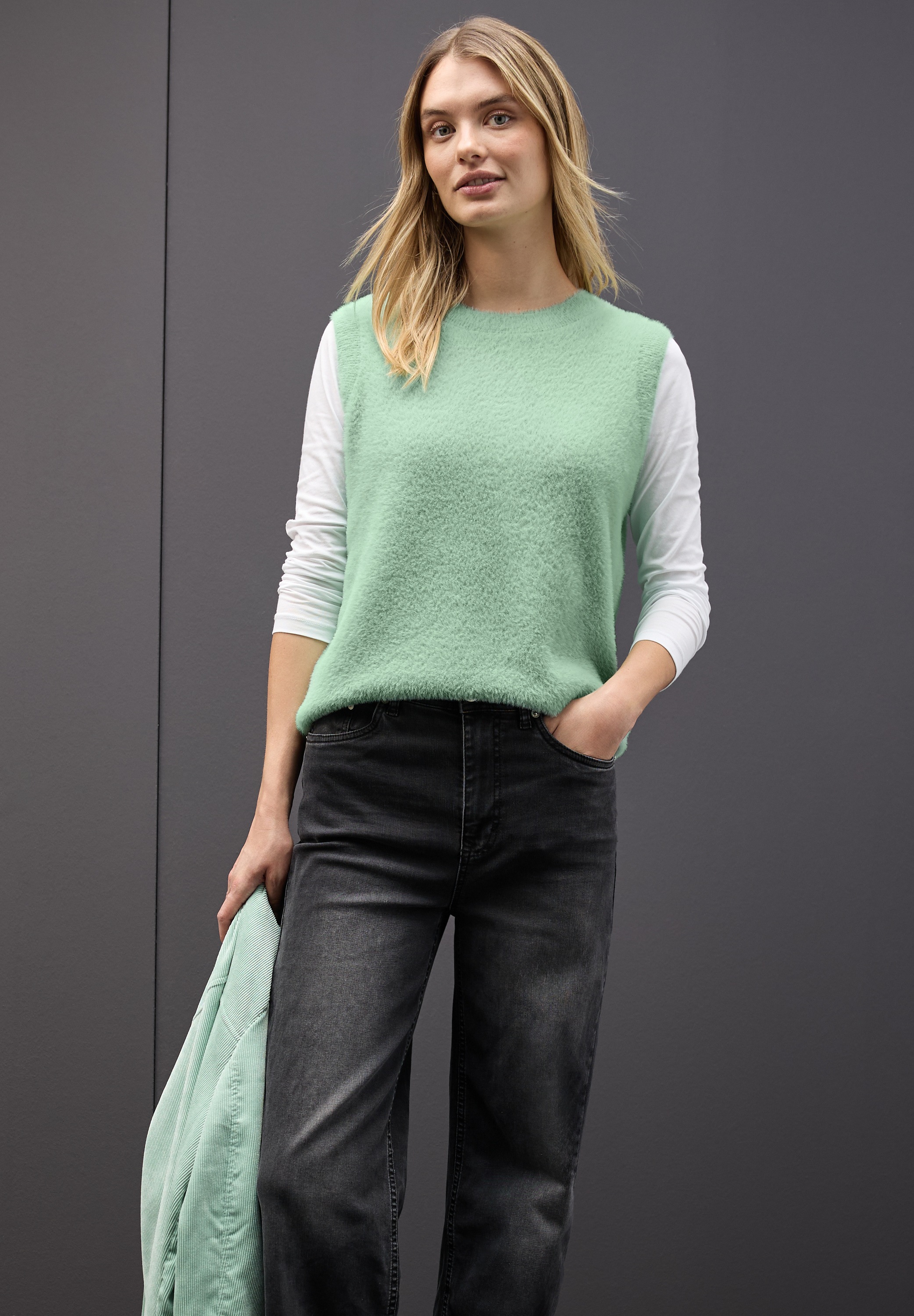 STREET ONE Pullunder aus softem Materialmix günstig online kaufen