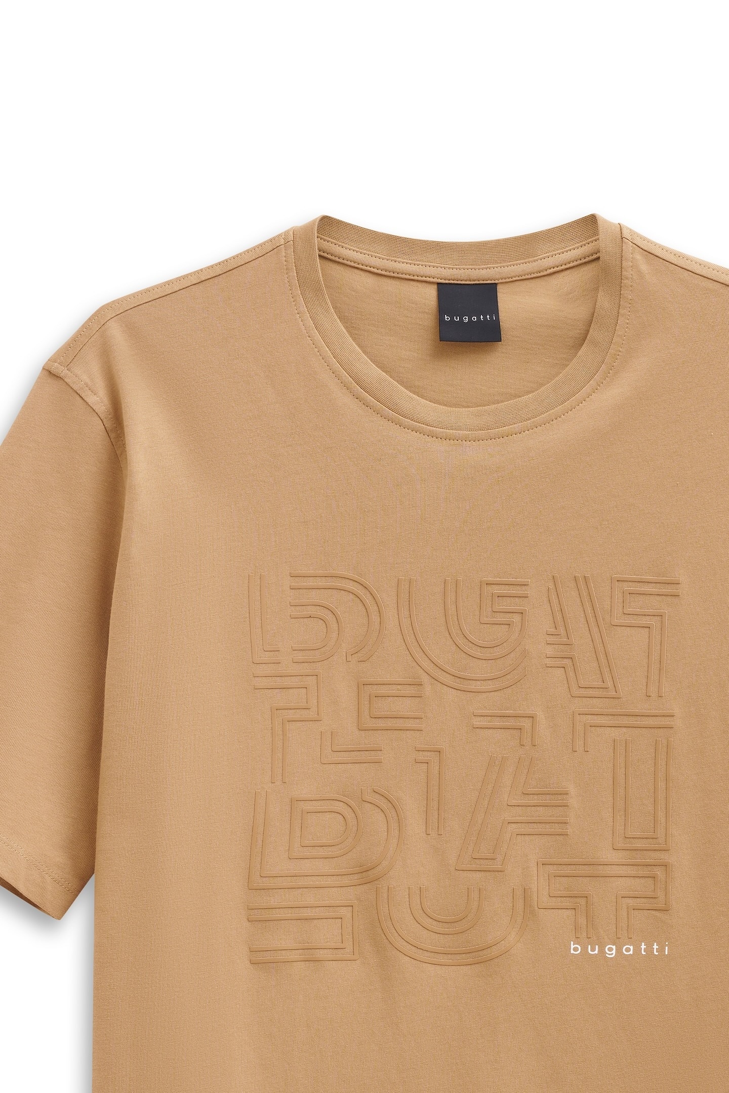bugatti T-Shirt »Modern Fit«, mit Logo-Print und Rundhals aus Baumwolle