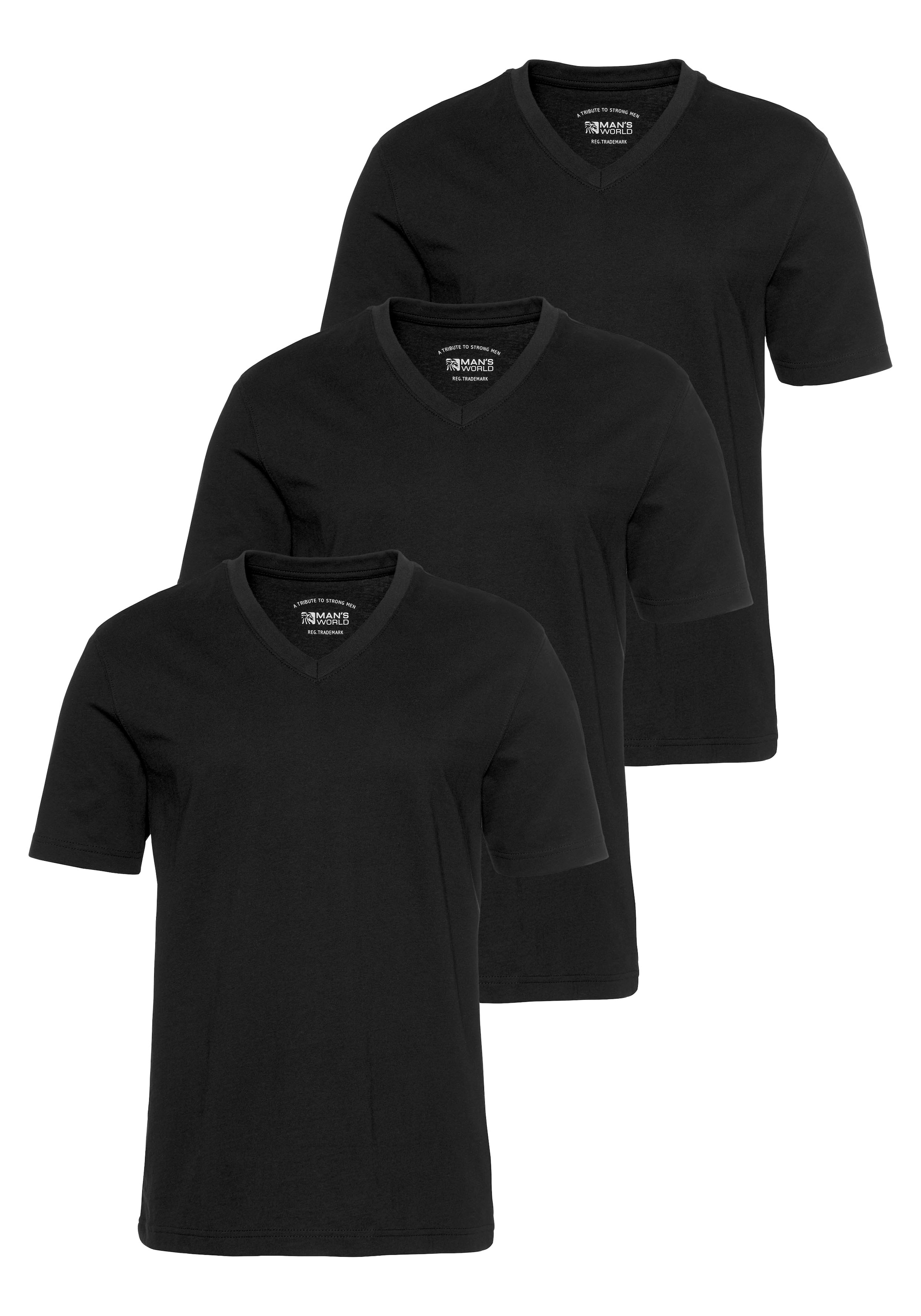 Mans World V-Shirt Packung, 3er-Pack, 3 Stk. Kurzarm, aus Baumwolle günstig online kaufen