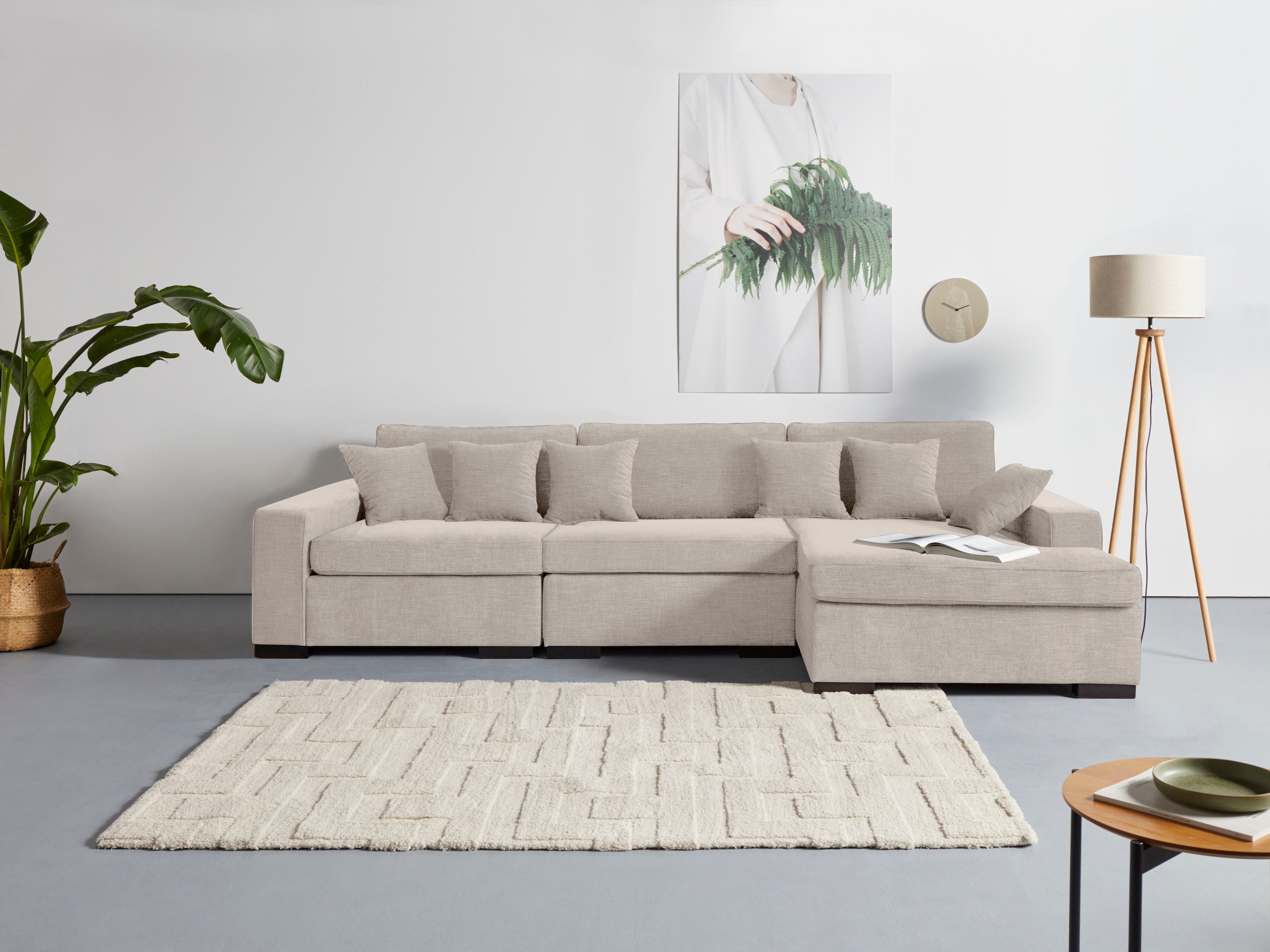 Home affaire Ottomane "Skara L-Form", Lounge-Sofa mit Federkernpolsterung, günstig online kaufen