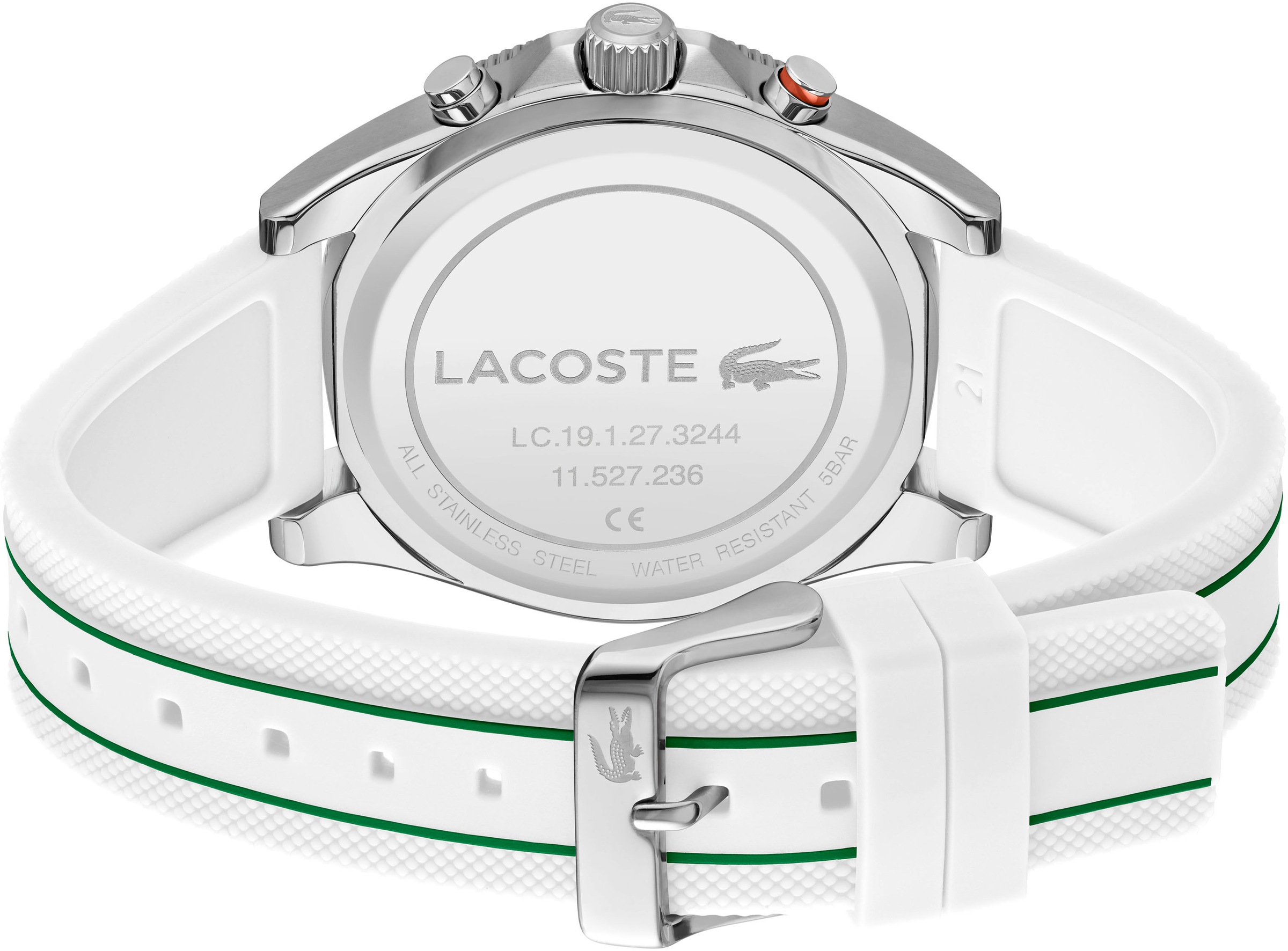 Chronograph LACOSTE "MAINSAIL", weiß, Armbanduhren, Herren, Chronograph, Armbanduhr, Quarzuhr, Herrenuhr, Tag, Stoppfunktion, Silikonarmband 2