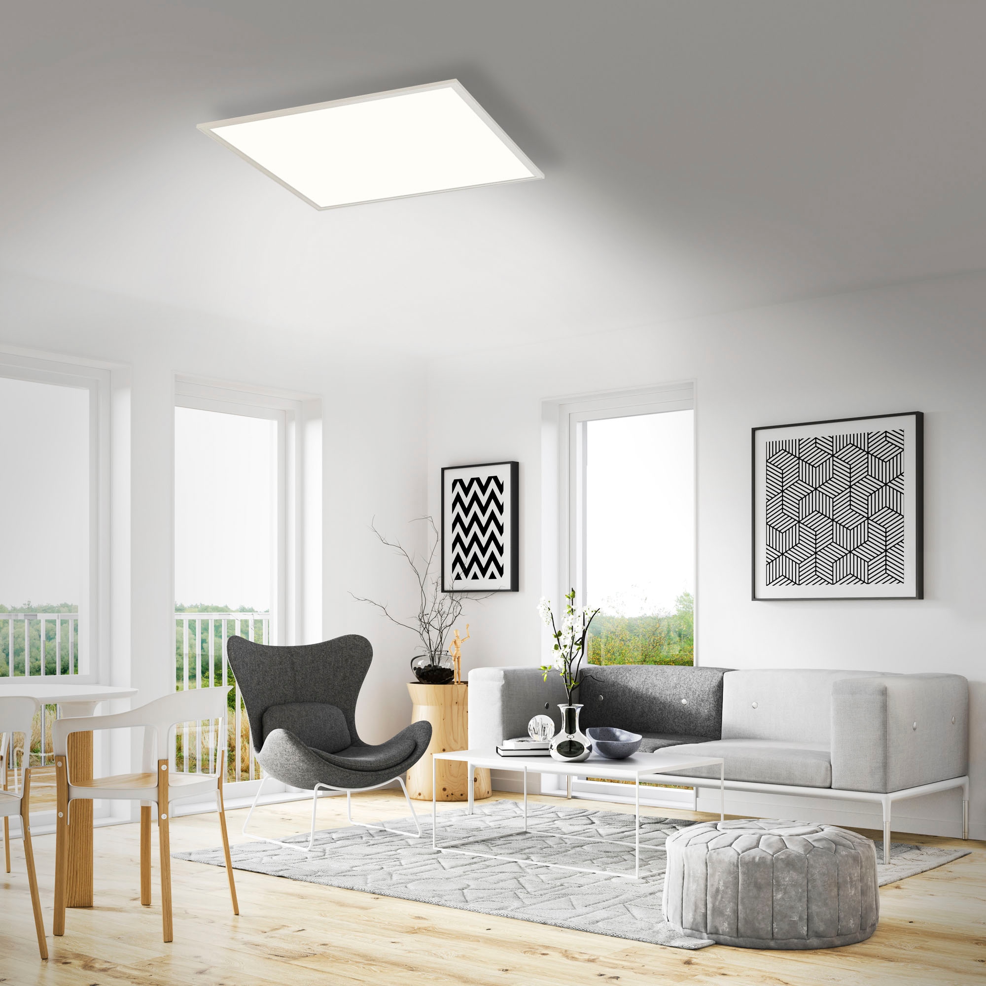 Briloner Leuchten LED Deckenleuchte »7192016 Simple«, Leuchtmittel LED-Board | LED fest integriert, Deckenlampe, 59,5x59,5x6cm, Weiß, 38W, Wohnzimmer, Schlafzimmer, Flur