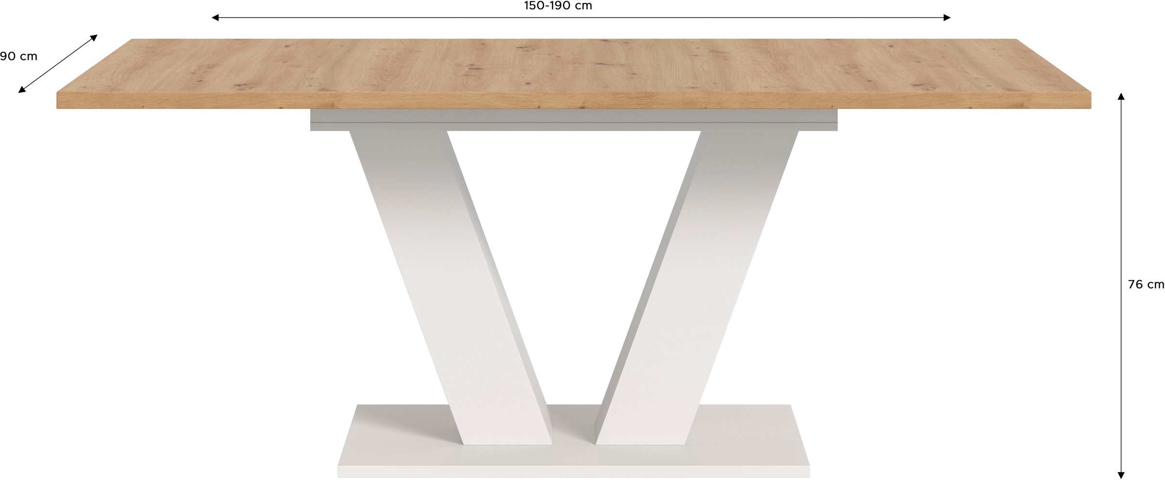 INOSIGN Esstisch »Motus, ausziehbar 150 -190 cm, inklusive 40 cm Einlegeplatte« Set, 1 Stk. tlg. V-Gestell mit Bodenplatte, Tisch, Küchentisch, Esszimmer, Küche