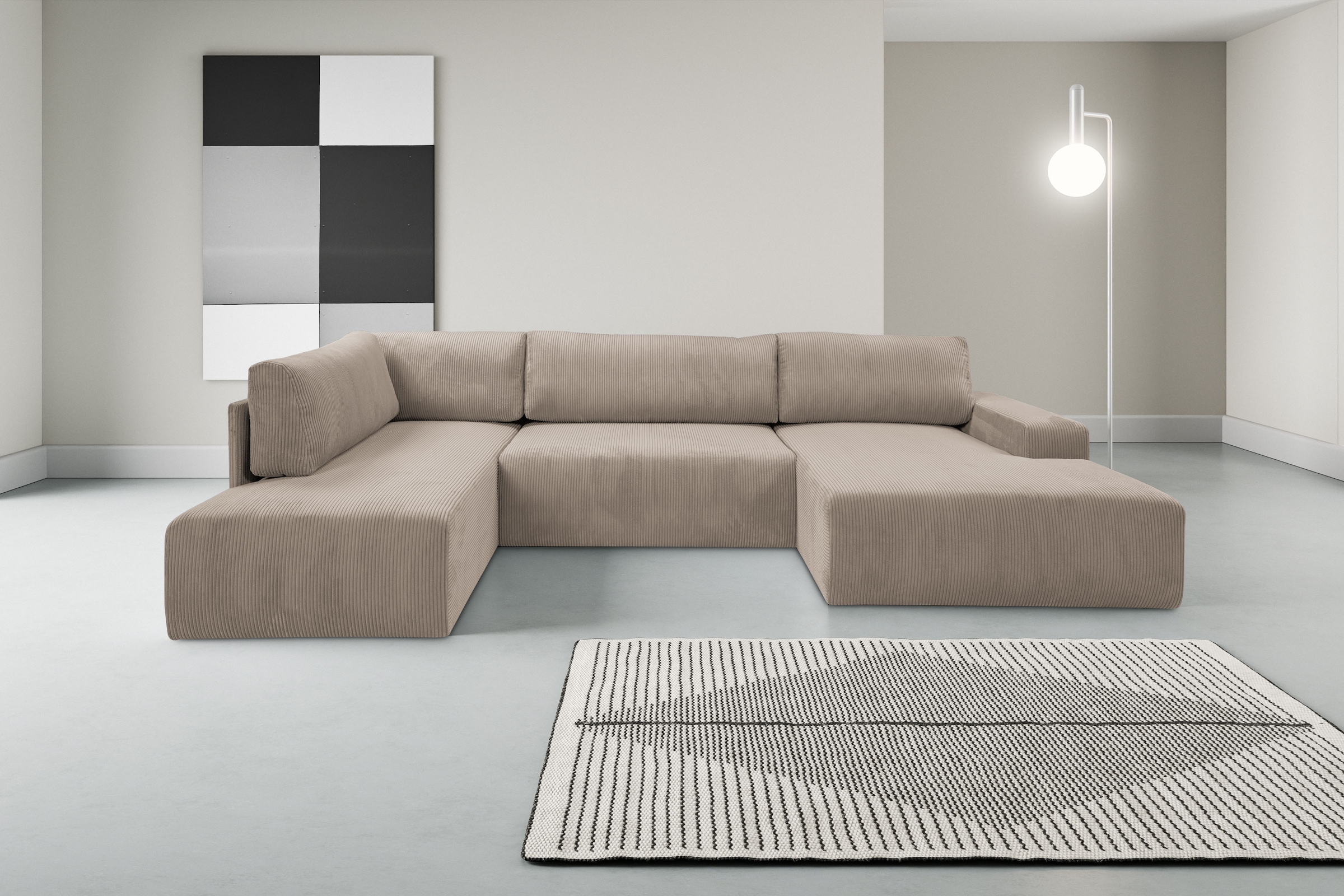 WERK2 Wohnlandschaft "Rotterdam, U-Form, in kuschelweichem Cord oder Breitc günstig online kaufen