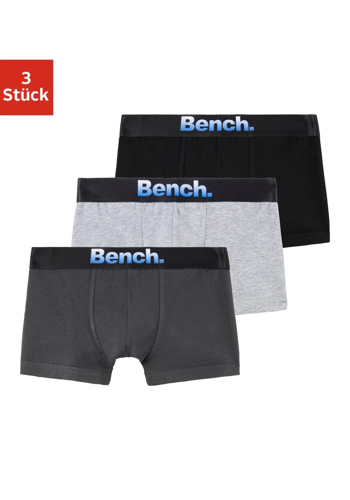 Bench. Boxer "Boxershorts für Jungen" Packung, 3 Stk. unifarben, mit Logobund, Baumwollmischung