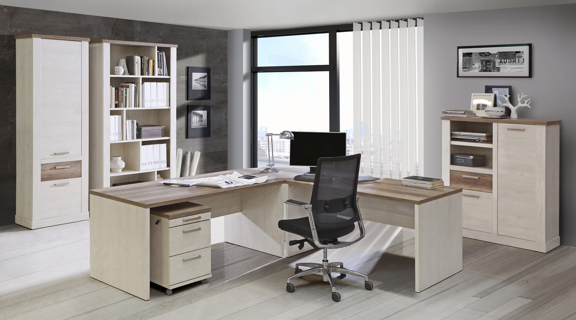 FORTE Schreibtisch »Duro«, Computertisch, in 140 oder 160 cm Breite, im Landhausstil