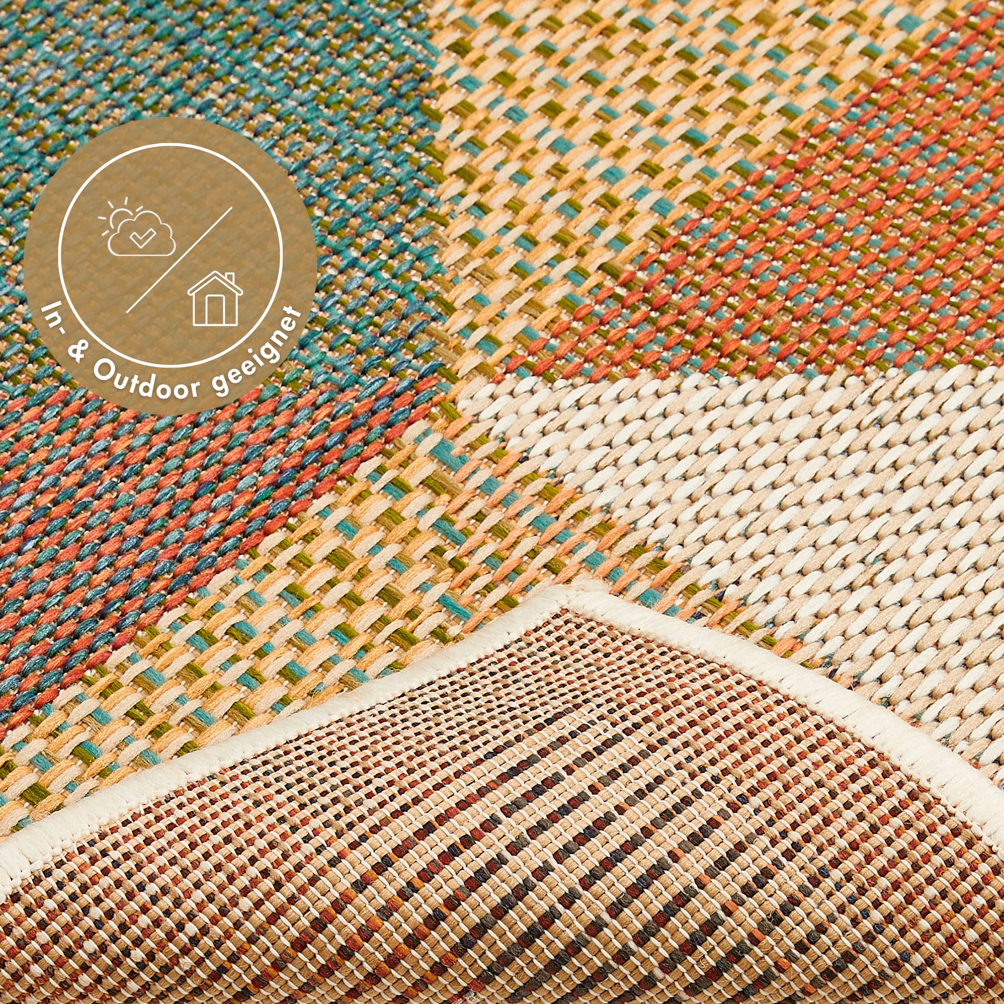 Teppich ANDIAMO "Sedona Dreieck", bunt (multi), B:200cm H:6mm L:290cm, Polypropylen, Teppiche, Teppich, Flachgewebe, modernes Design, In- und Outdoor geeignet 3