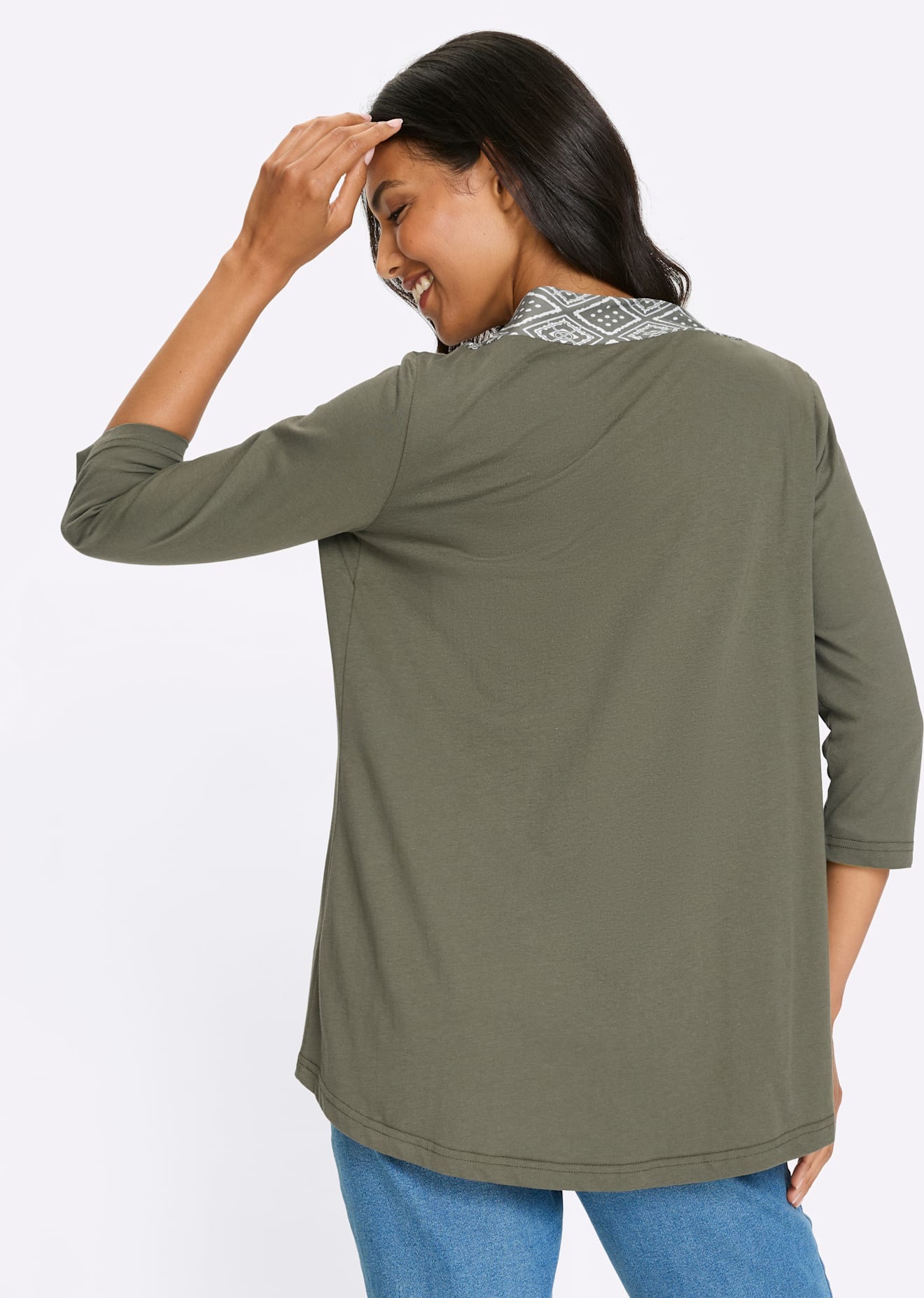 Classic Basics Shirt Jacket Women's Khaki/Ecru 56 2