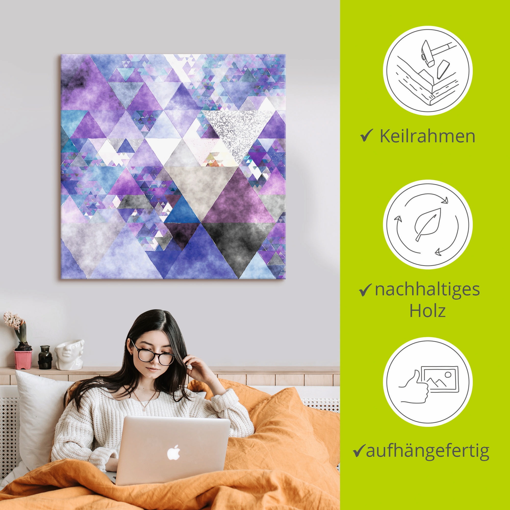 Artland Wandbild »Dreiecke«, Muster, (1 St.), als Leinwandbild, Poster in verschied. Größen