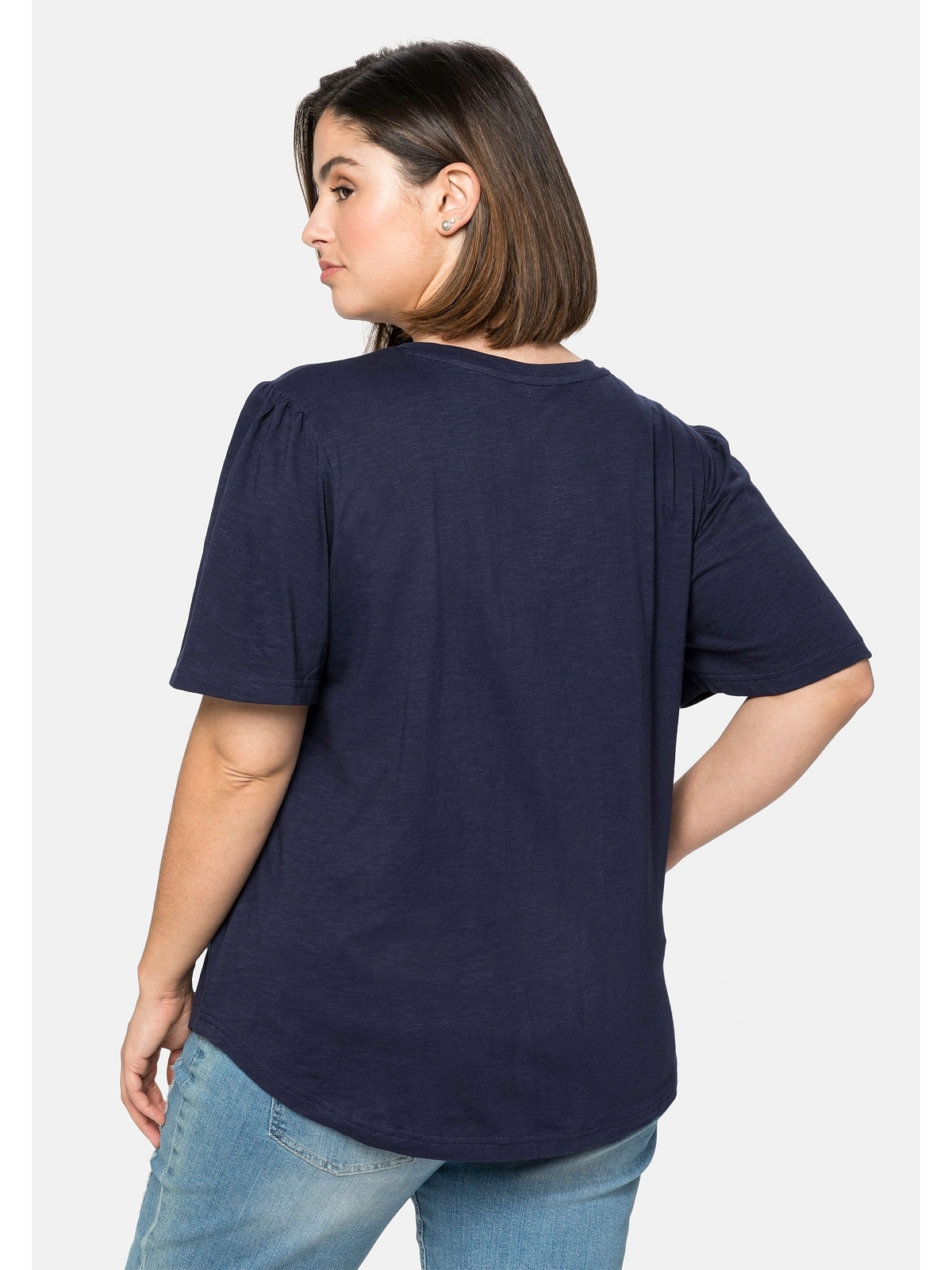 Black Friday Sheego T-Shirt »Große Größen«, mit kurzen Flügelärmeln, aus reiner  Baumwolle | BAUR