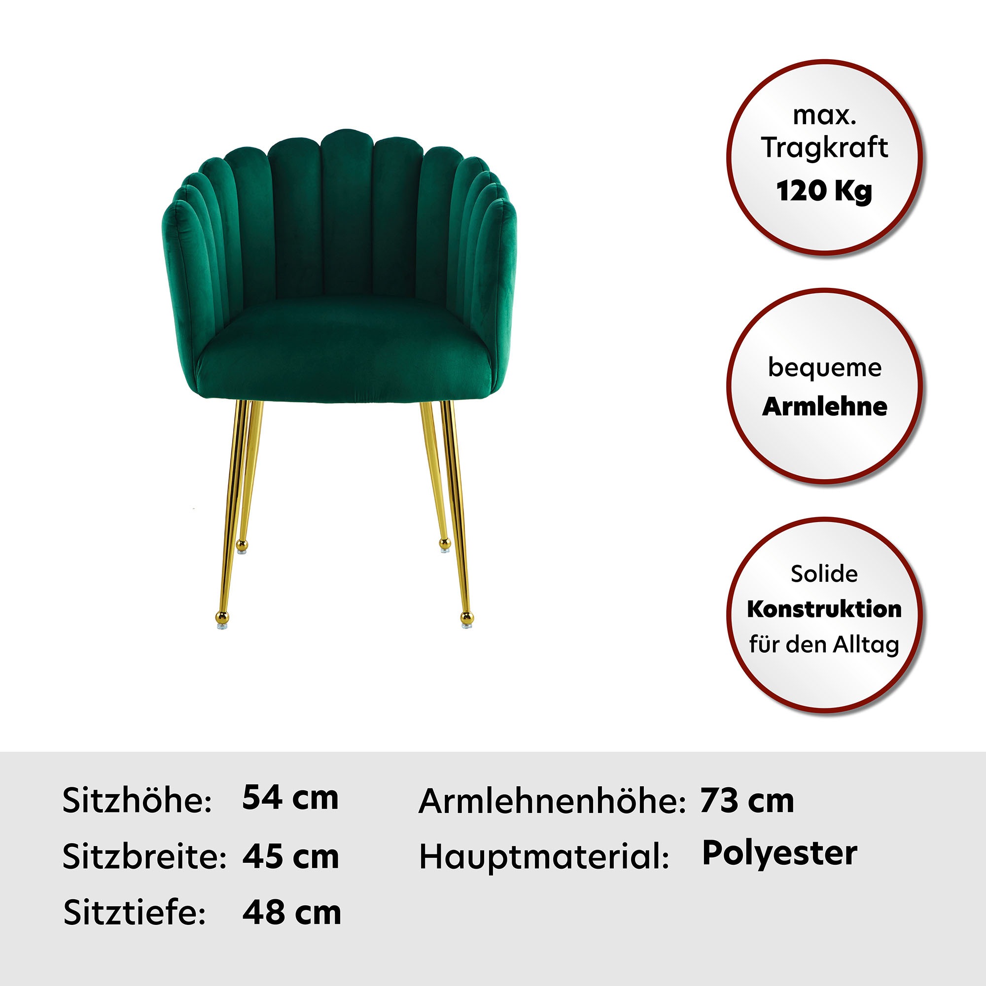 Thumbnail - Kayoom Polsterstuhl "Stuhl Muna 125, TOPSELLERausgefallene Rücken-/Armlehne in Muschelform" () 1 Stk.ausgefallen gefloch...