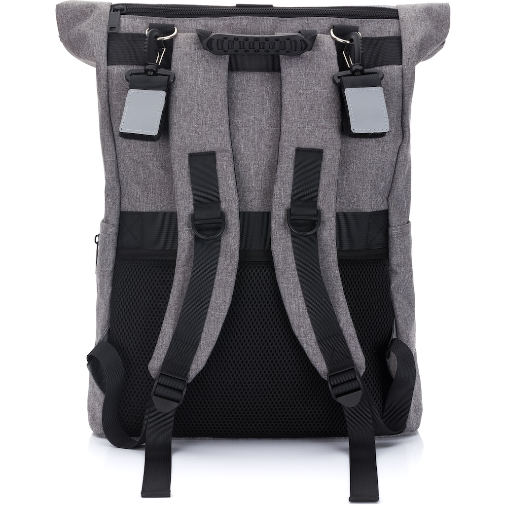 Fillikid Wickelrucksack »Tokio, grau melange«, mit Wickelauflage und Volumenerweiterung