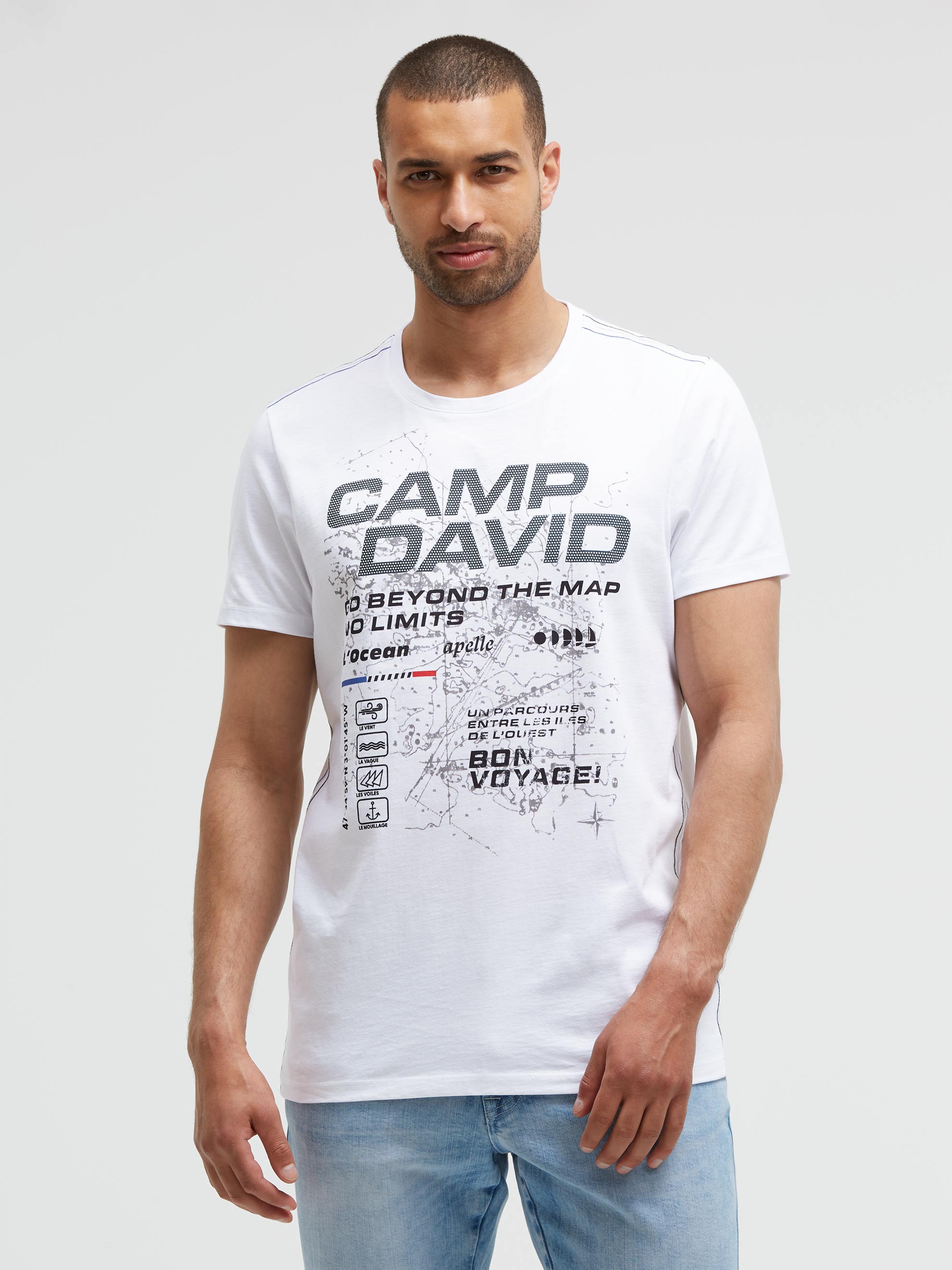 CAMP DAVID Rundhalsshirt mit Kontrastnähten