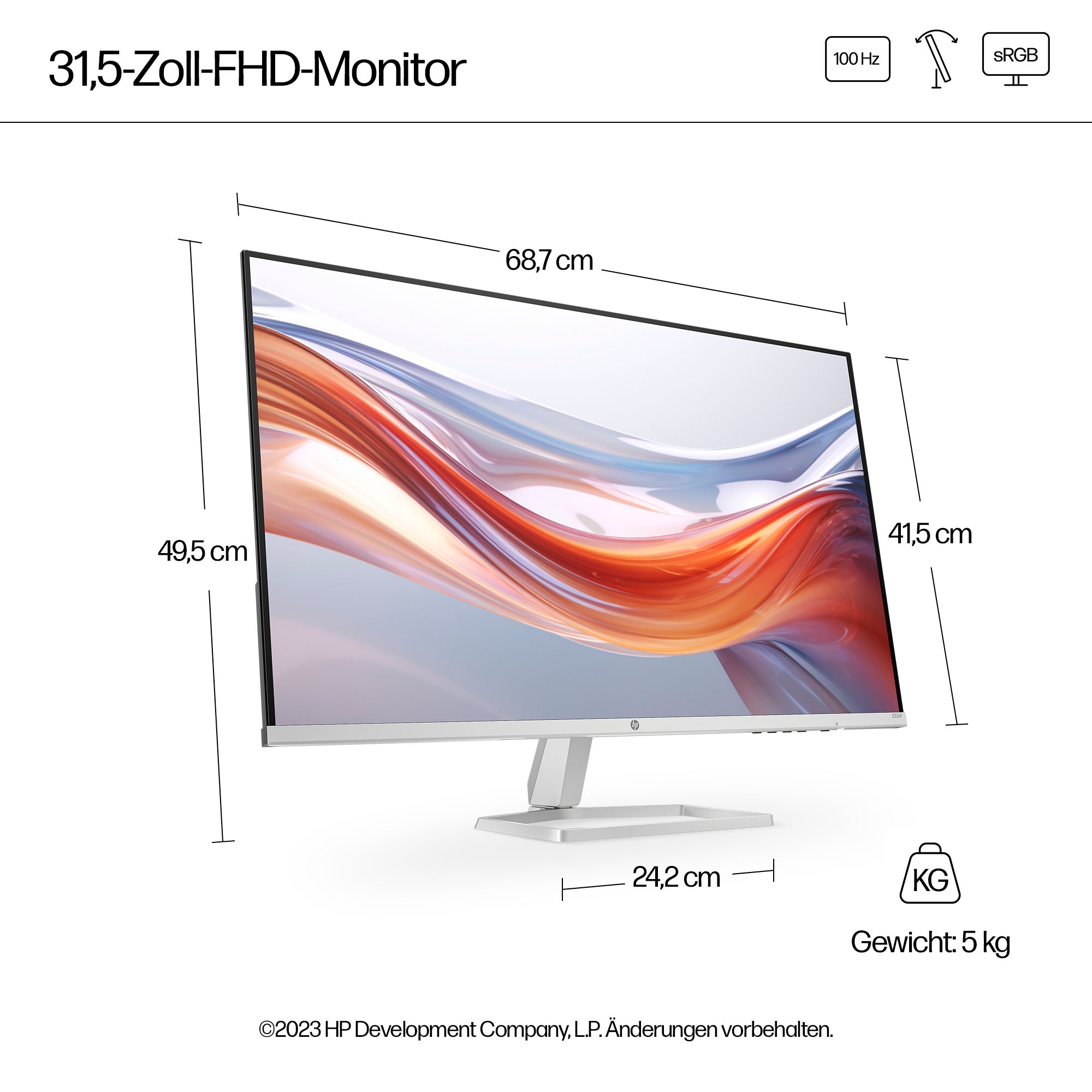 HP LED-Monitor »532sf (HSD-0176-K)«, 80 cm/32 Zoll, 1920 x 1080 px, Full HD, 7 ms Reaktionszeit, 100 Hz