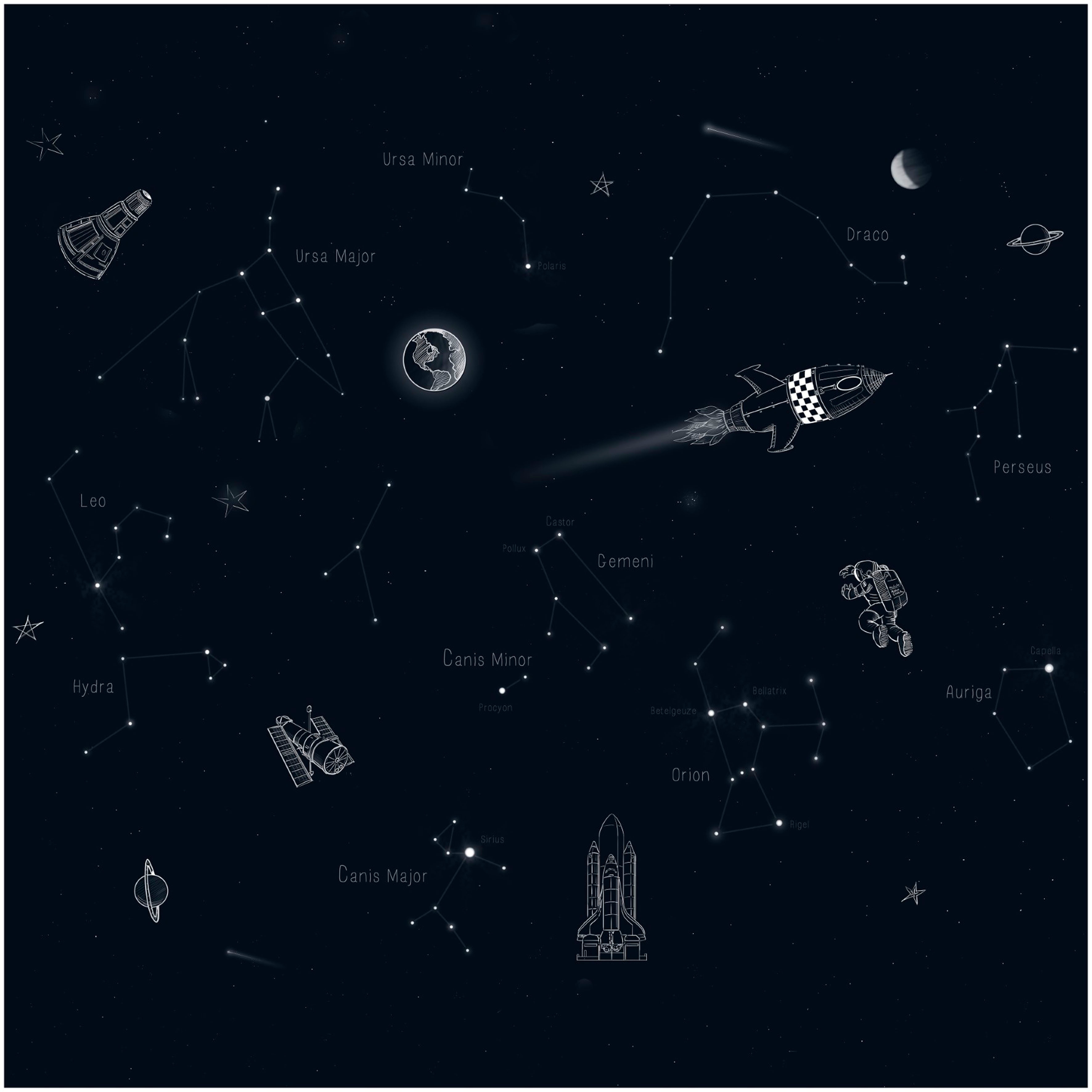 vtwonen Fototapete "Universum" uni glatt Schwarz - 300x300cm