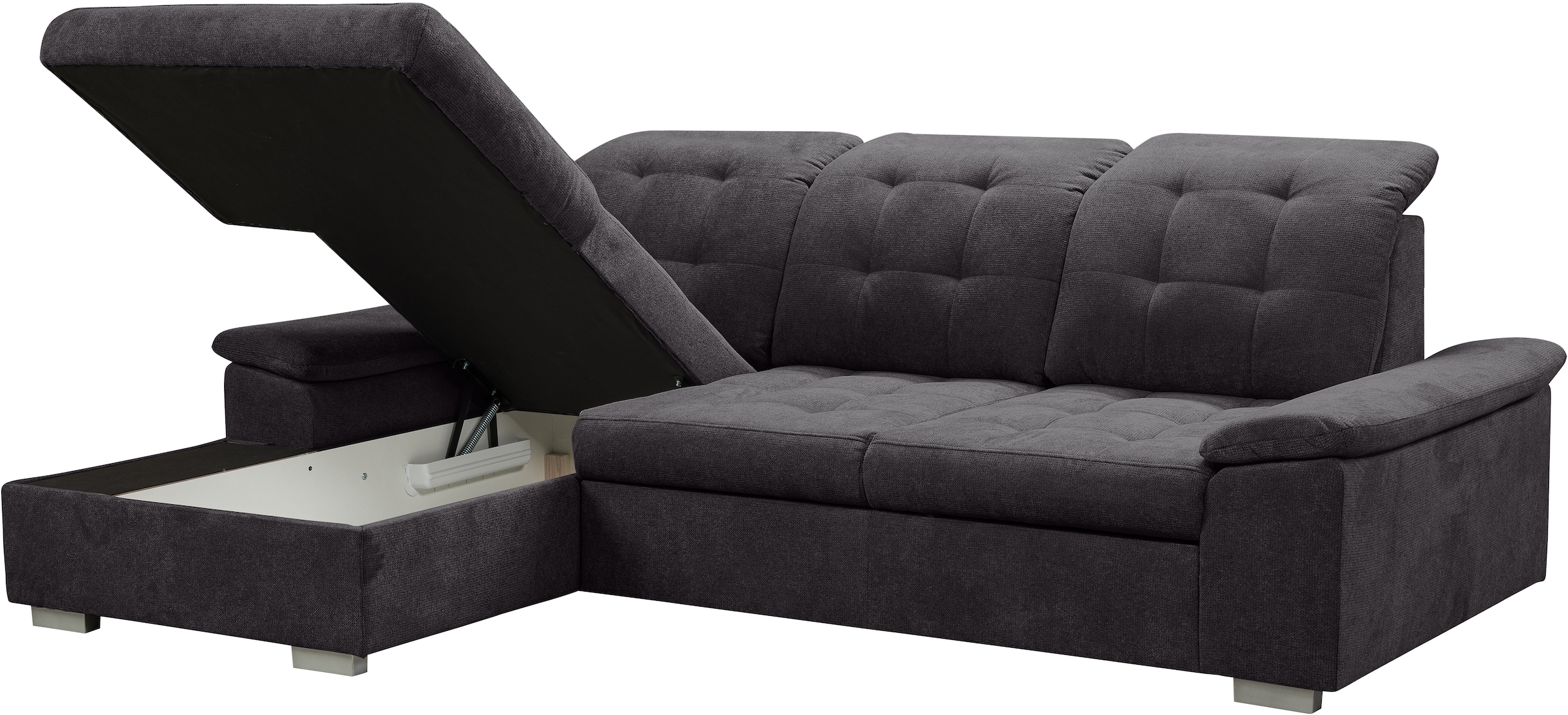 WERK2 Ecksofa Carmen, Sofa, Eckcouch mit Schlaffunktion, Bettkasten und Sitztiefenverstellung