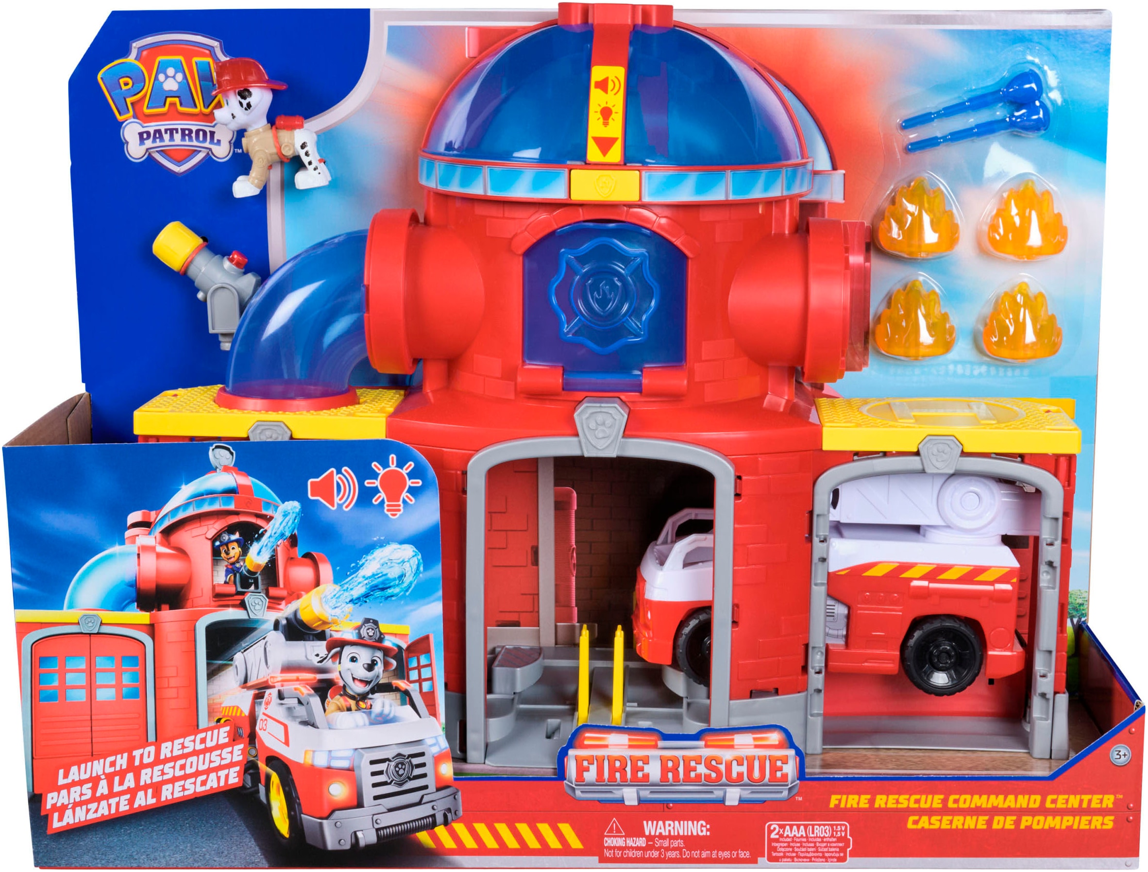 Spin Master Spiel-Feuerwehrwache »PAW Patrol Fire Rescue - Feuerwehr-Station«, inkl. Marshall und Fahrzeug; mit Licht- und Soundeffekten