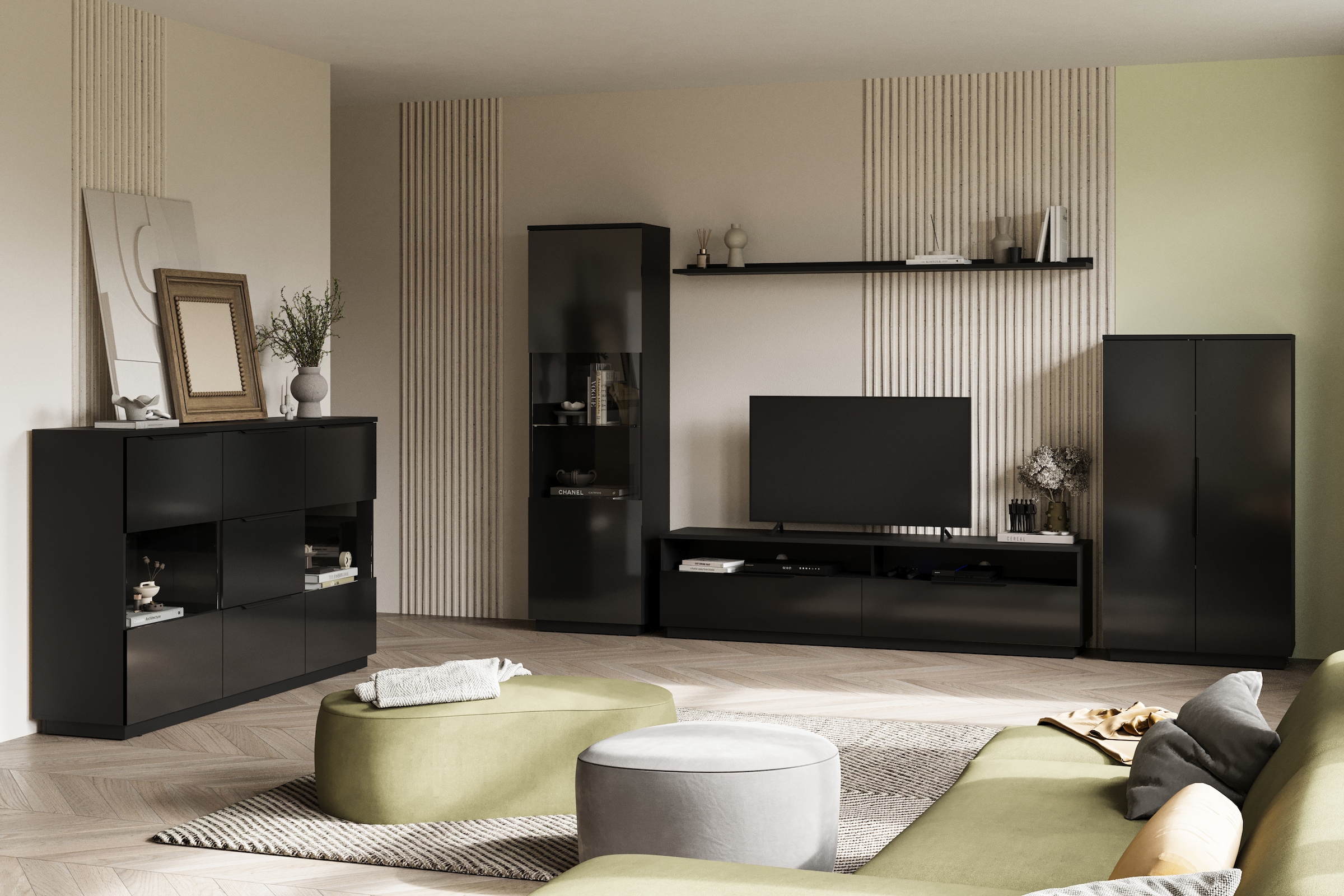 Home affaire Vitrine »Tuluza,Höhe 200 cm,moderne Glasvitrine mit verstellbaren Einlegeböden« Standvitrine 1Trg, viel Stauraum ohne Beleuchtung, Hochglanzfront