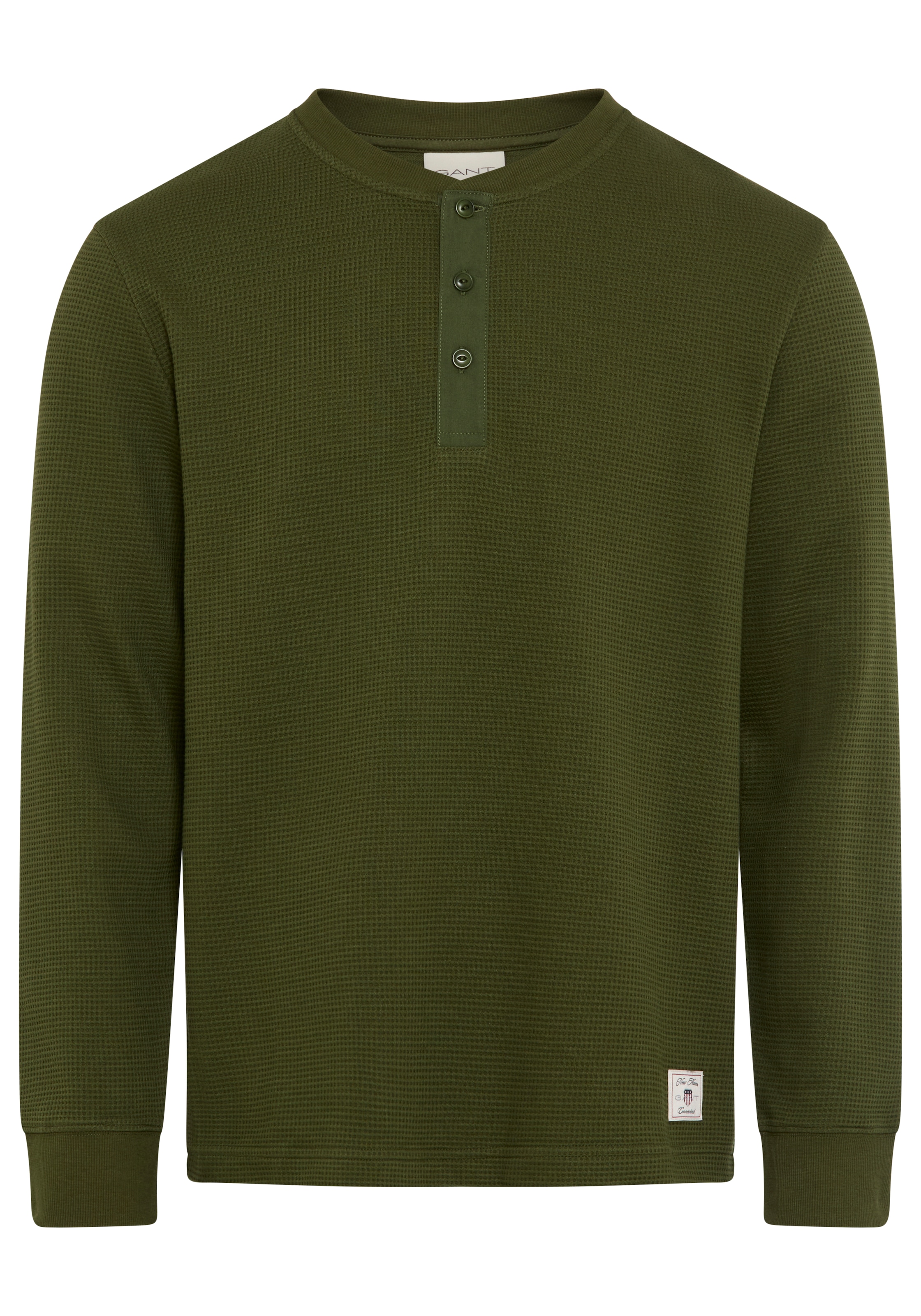 Gant Henleyshirt "WAFFLE LS HENLEY", Rundhalsausschnitt, Regular fit, Waffe günstig online kaufen