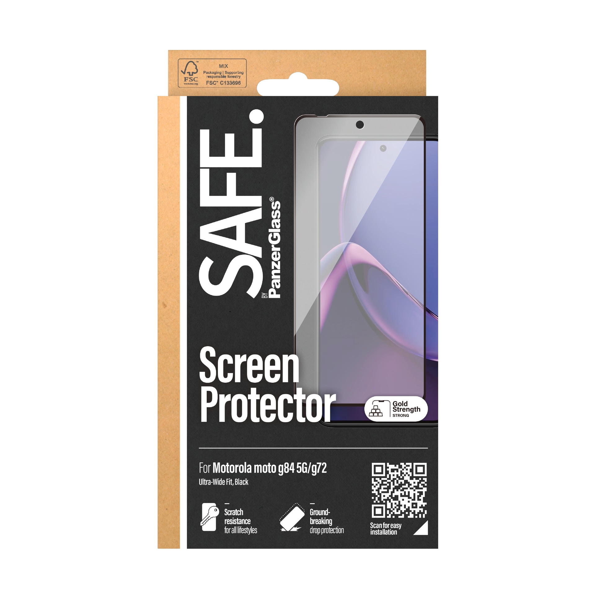 SAFE by PanzerGlass Displayschutzglas »Ultra-Wide Fit Screen Protector«, für Motorola G84 5G, Displayschutzfolie, Schutzfolie, Bildschirmschutz, kratz- & stoßfest