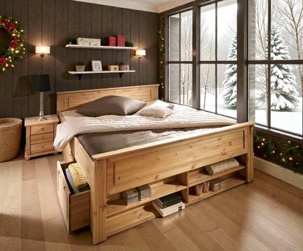 OTTO home Massivholzbett "Tessin, Stauraumbett, Landhausstil, Schubladen op günstig online kaufen