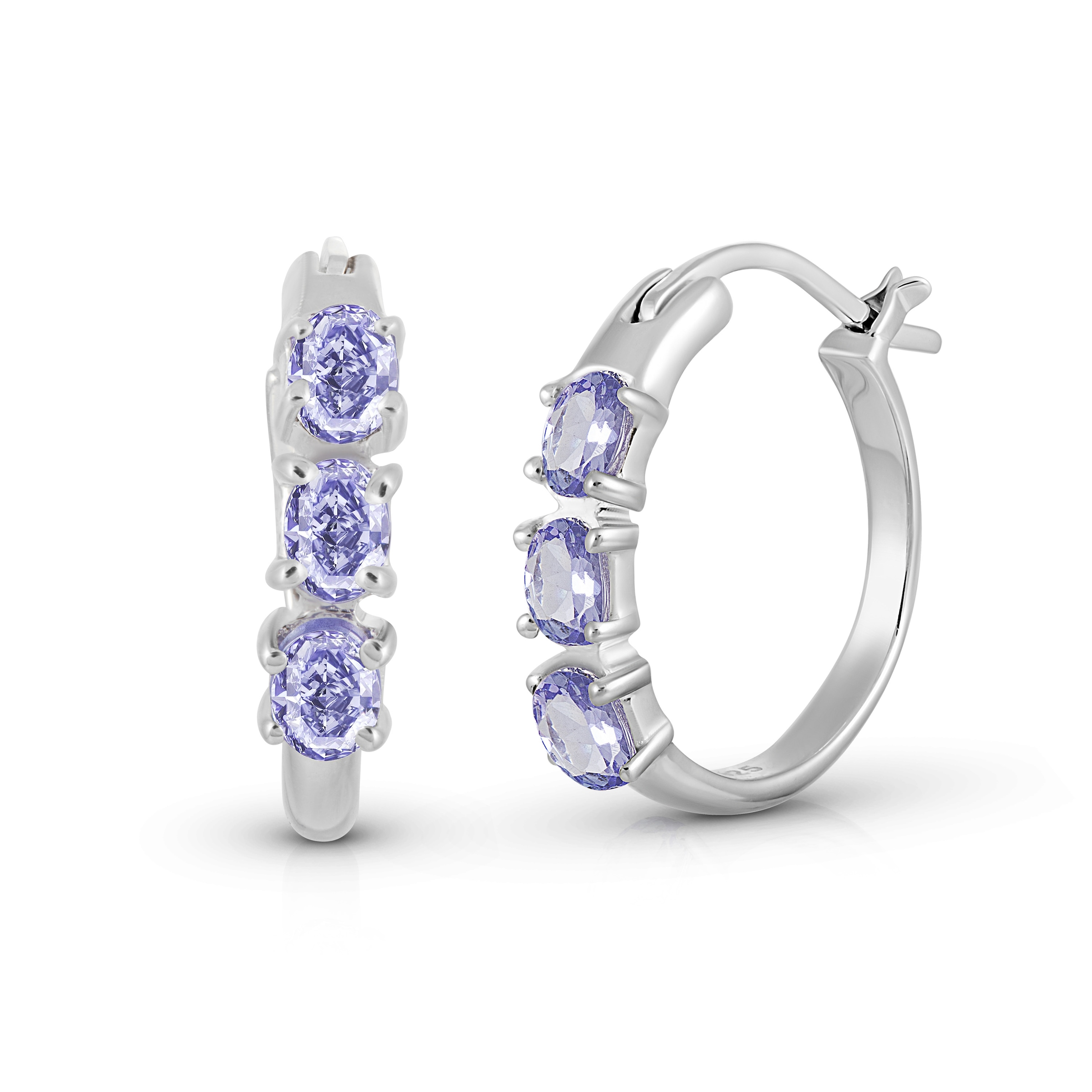 Vira Jewels Paar Creolen »Silber 925 rhodiniert mit 6 natürlichen violetten Tansaniten«