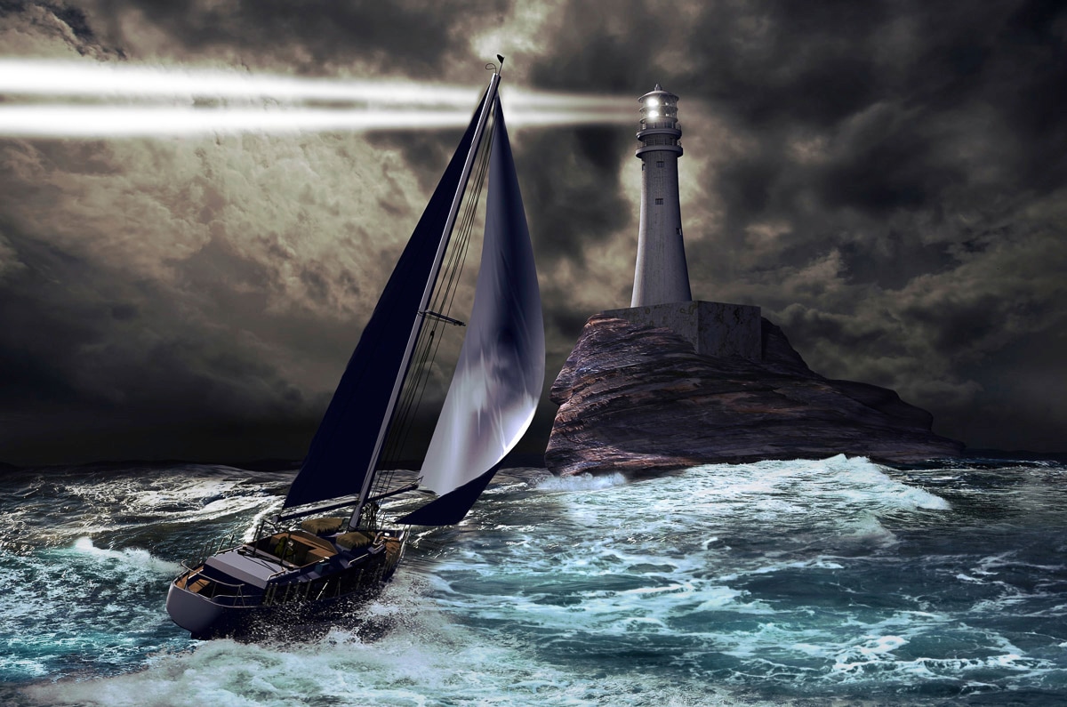 Papermoon "Schiff mit Leuchtturm"