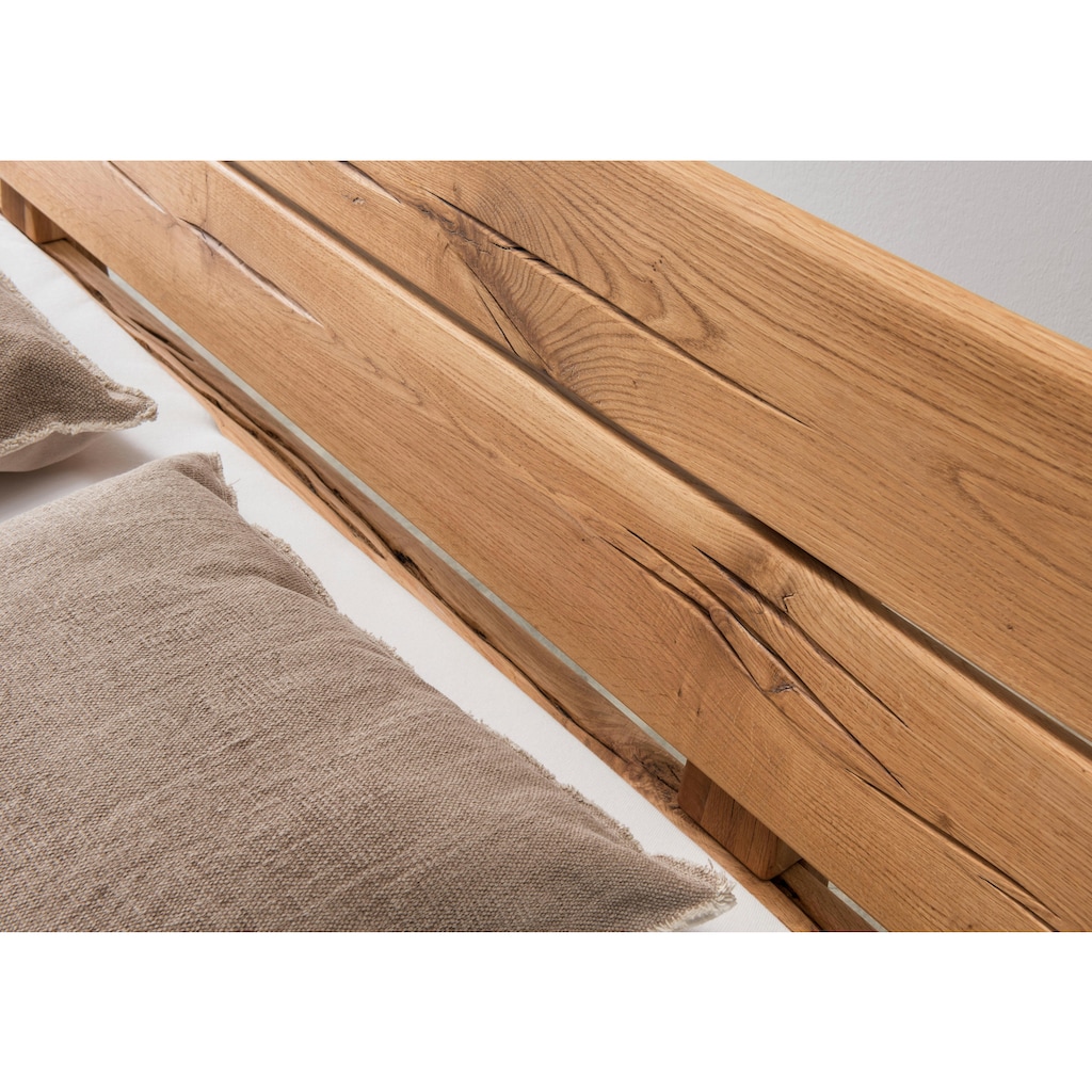 Premium collection by Home affaire Massivholzbett »Ultima«, aus massivem Holz in Balken-Optik, in unterschiedlichen Bettbreiten und Holzfarben
