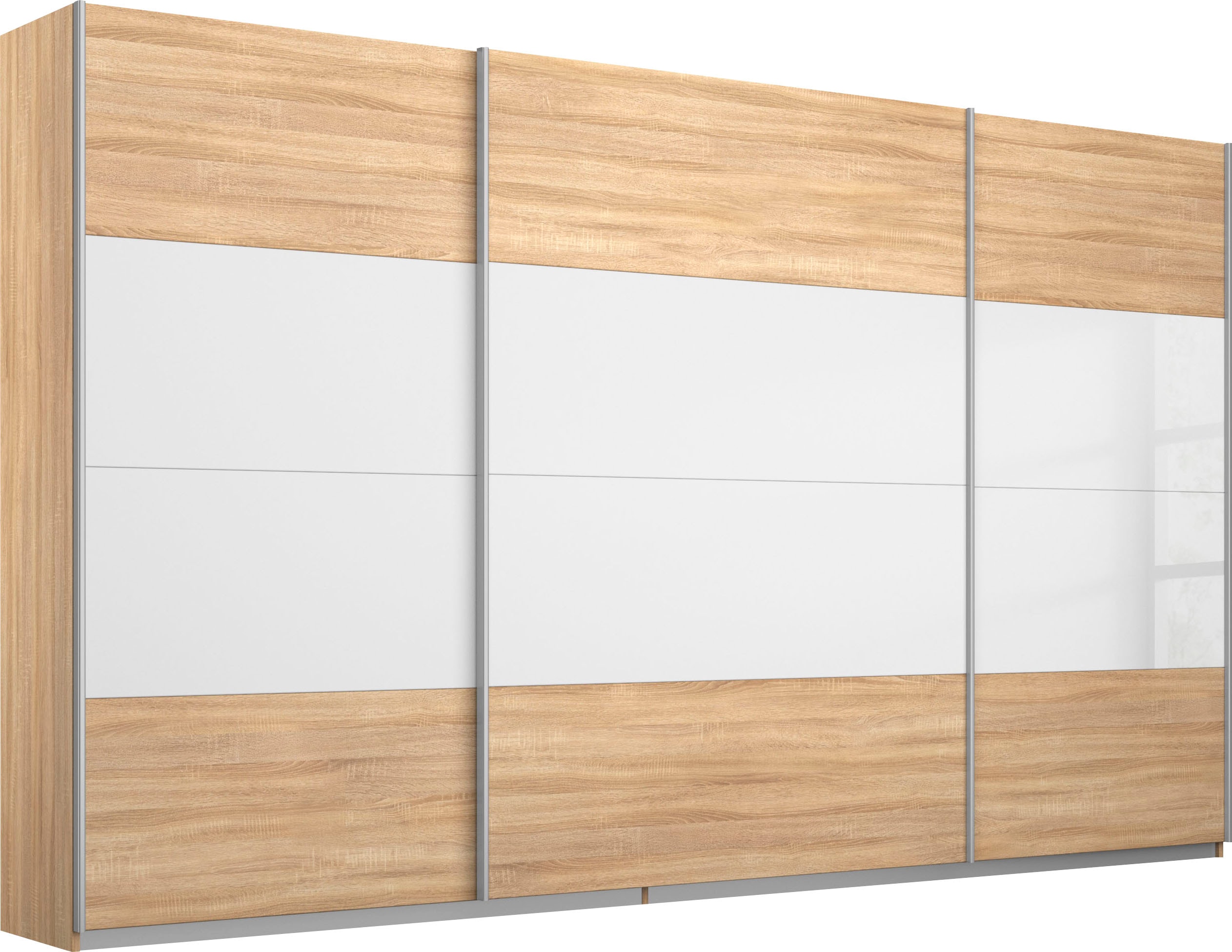 rauch Schwebetürenschrank "Quadra Schlafzimmerschrank in vielen Breiten" Kleiderschrank Garderobenschrank Schrank mit Glaselementen