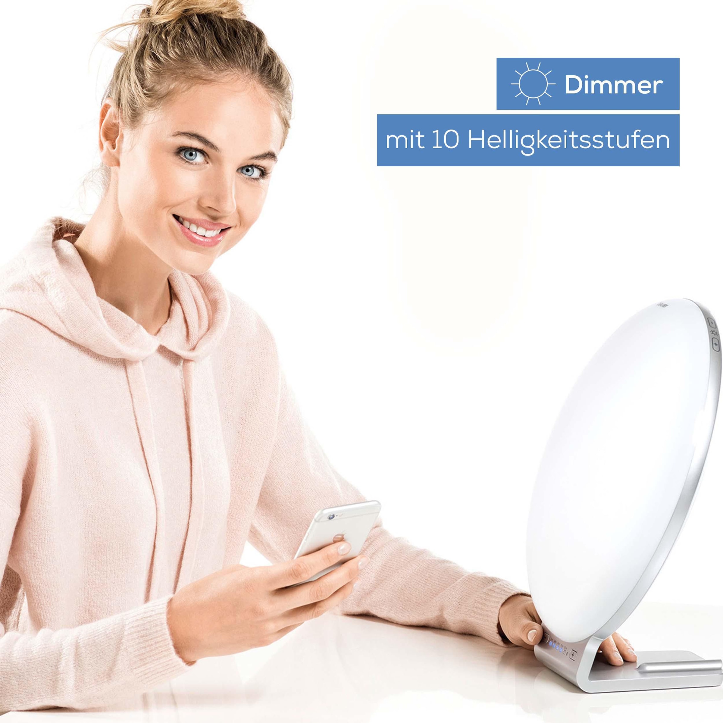 BEURER Tageslichtlampe »TL 100 mit 10.000 Lux Lichtstärke bei 10 cm Abstand«, Stimmungslicht mit Farbwechselfunktion, Timer, Dimmer, Medizinprodukt
