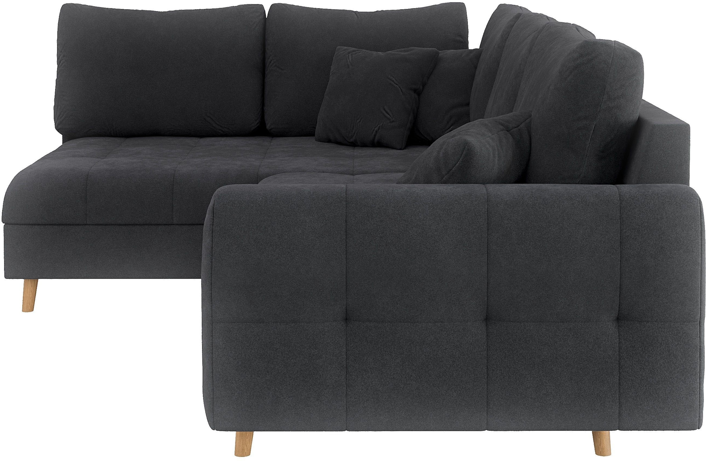 Home affaire Ecksofa »CHARRE L-Form mit Ottomane, Maße B/T/H: 231/161/81 cm«, feine Steppung, lose Rücken- und Zierkissen, auch in Cord und Bouclé