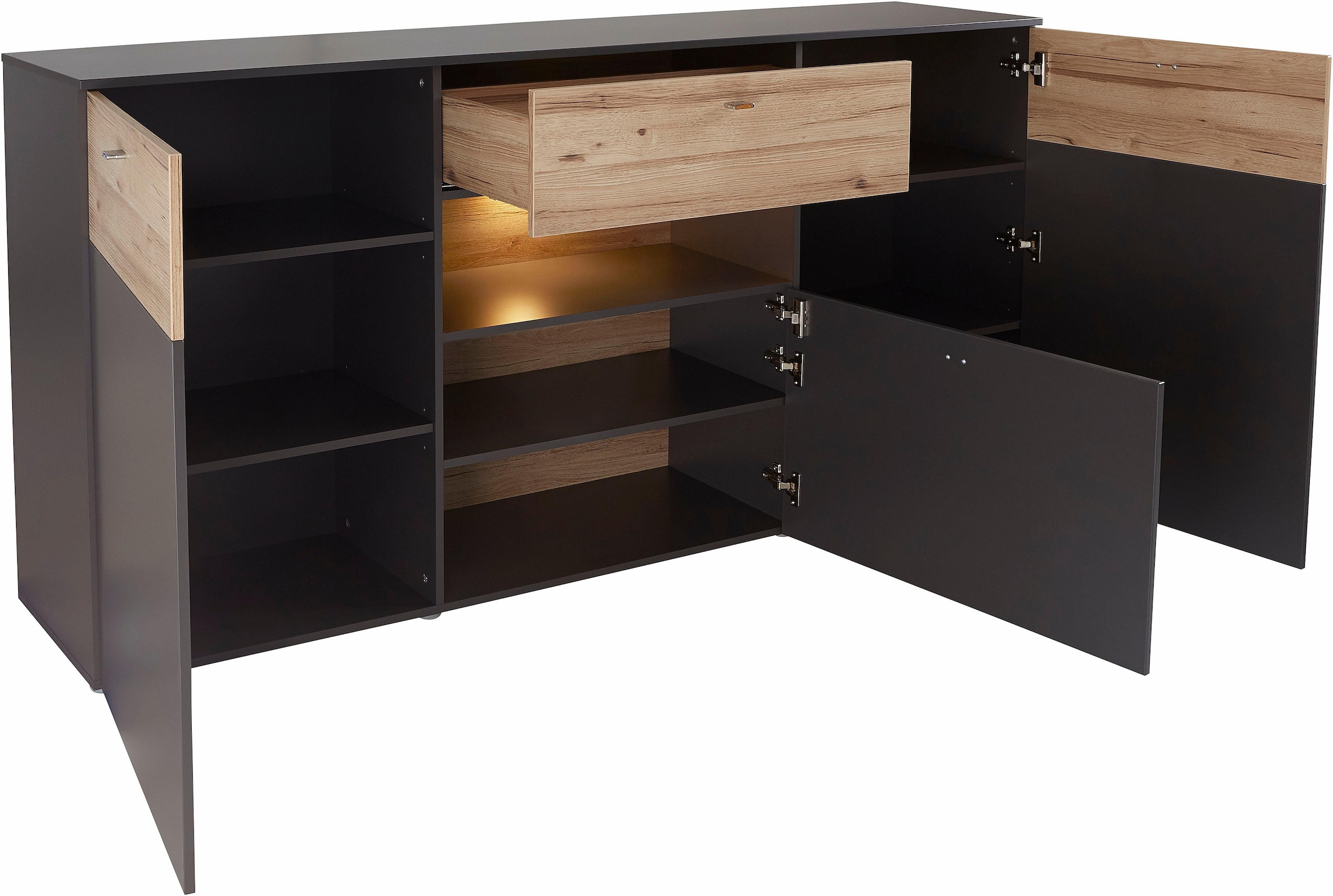 FORTE Sideboard »Como«, Kommode, Stauraumschrank, LED Beleuchtung, Soft Close, Stauraum