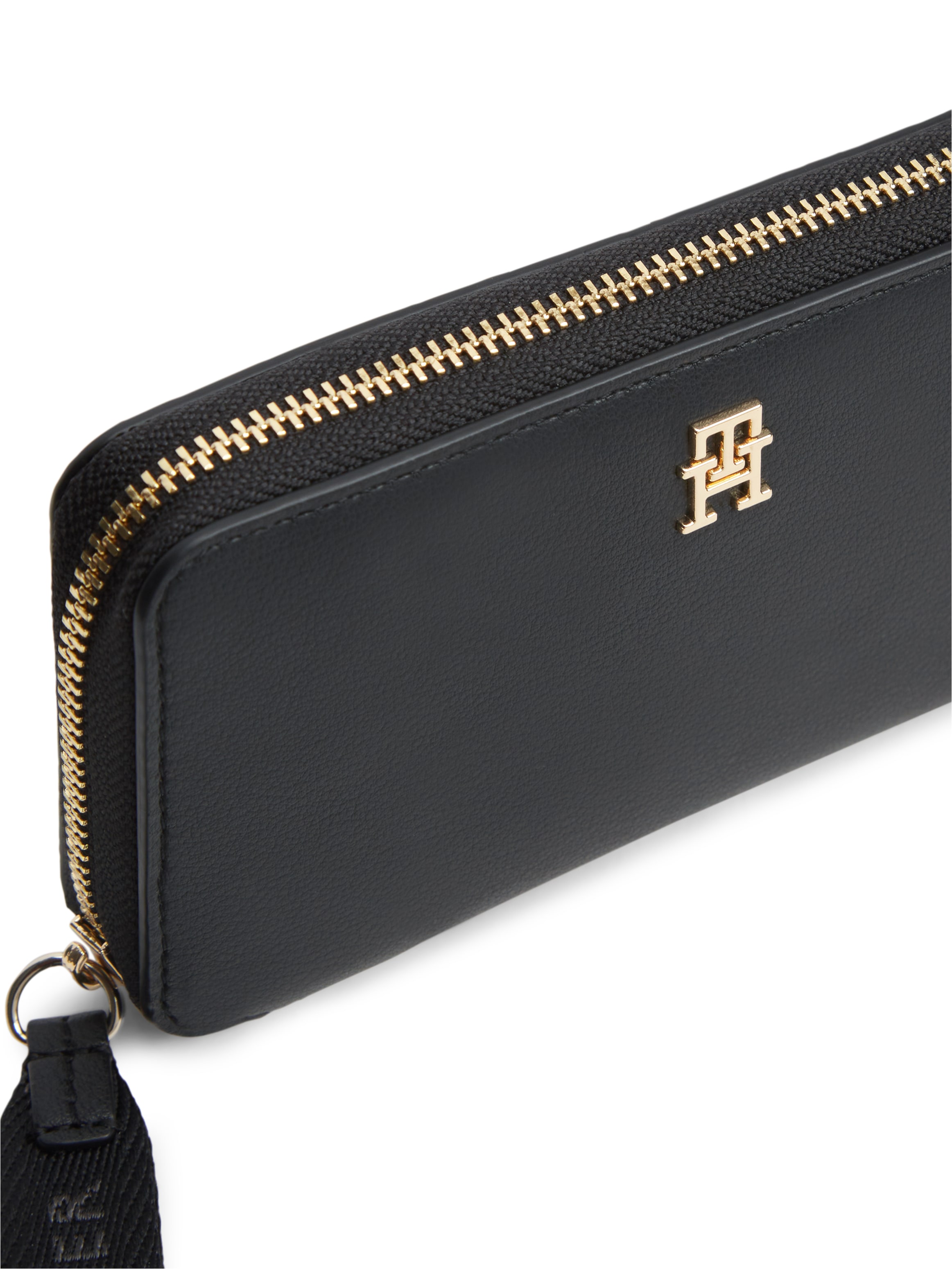 Tommy Hilfiger Geldbörse »TH LOGOTAPE COMPACT ZIP AROUND« Unisex Portemonnaie, Geldbeutel mit edlem TH-Logoelement