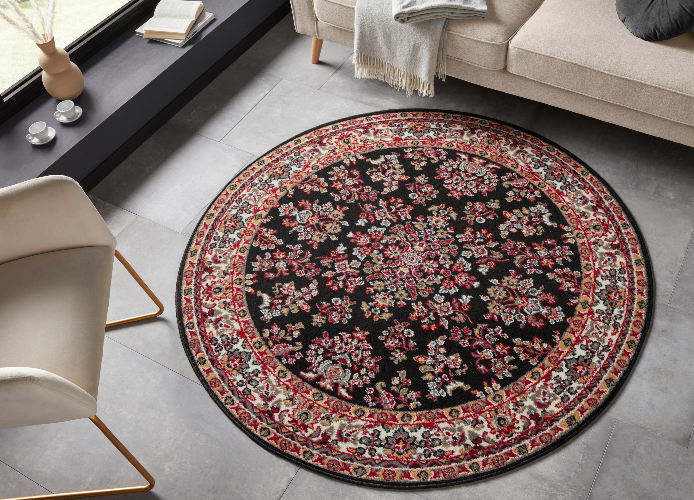 HANSE Home Teppich "Halton" rund 8 mm Höhe Kurzflor, Orient Optik, mit Bord günstig online kaufen