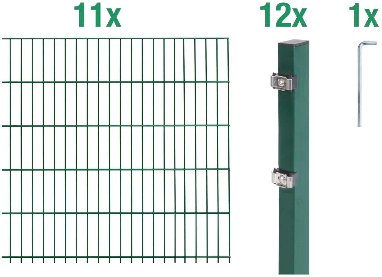 Alberts Doppelstabmattenzaun "Grundset", Höhe: 80-160 cm, Gesamtlänge: 4-30 m, zum Einbetonieren