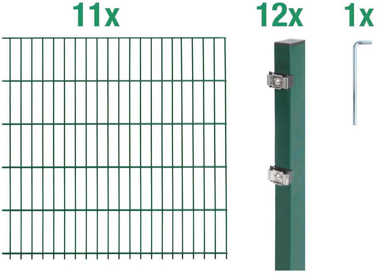 Alberts Doppelstabmattenzaun "Grundset" Höhe: 80-200 cm, Gesamtlänge: 4-30 m, zum Einbetonieren