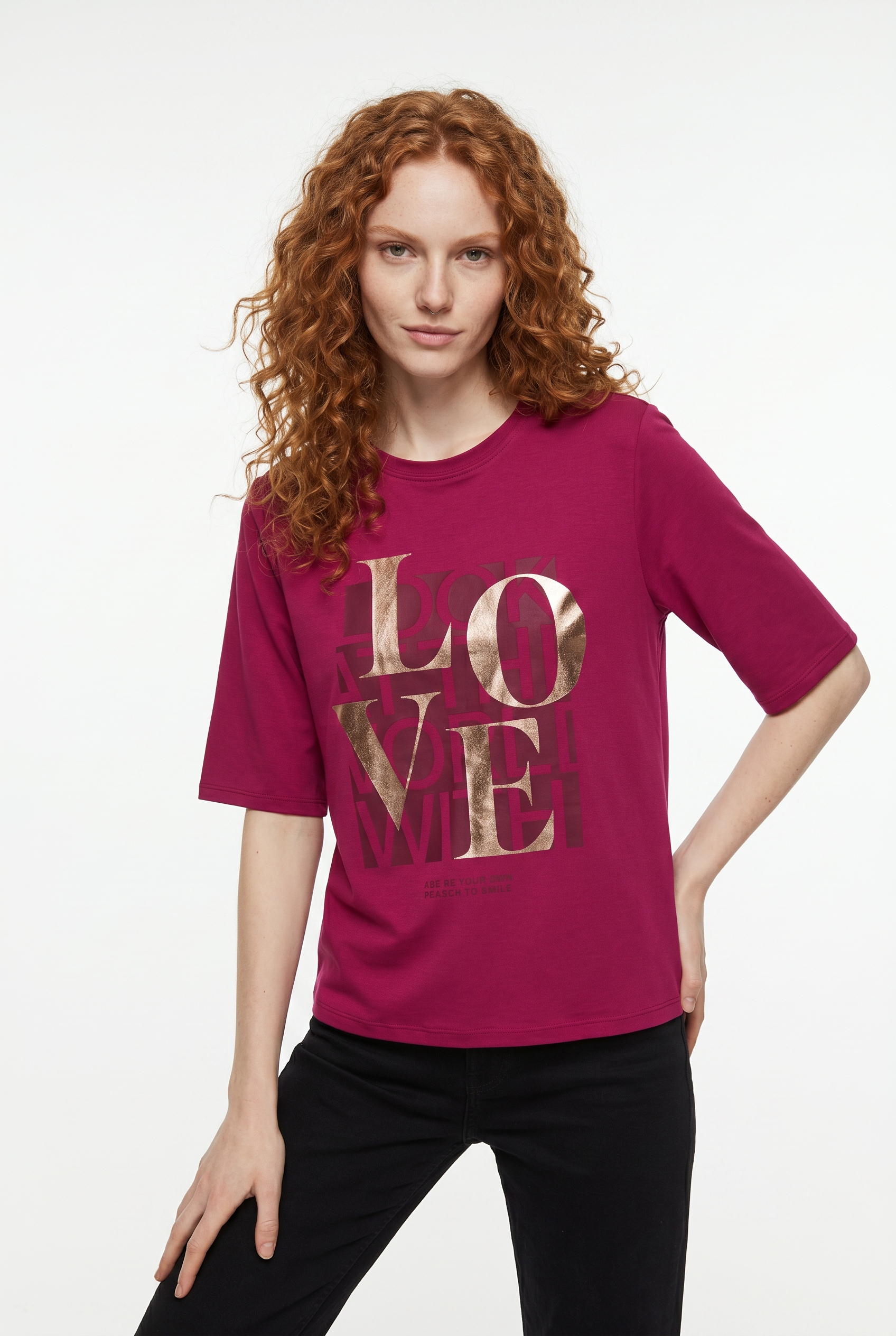 Only Kurzarmshirt "Onlfree Maya S/S Print Top Box Jrs" Materialmix, Regular Fit, Rundhals