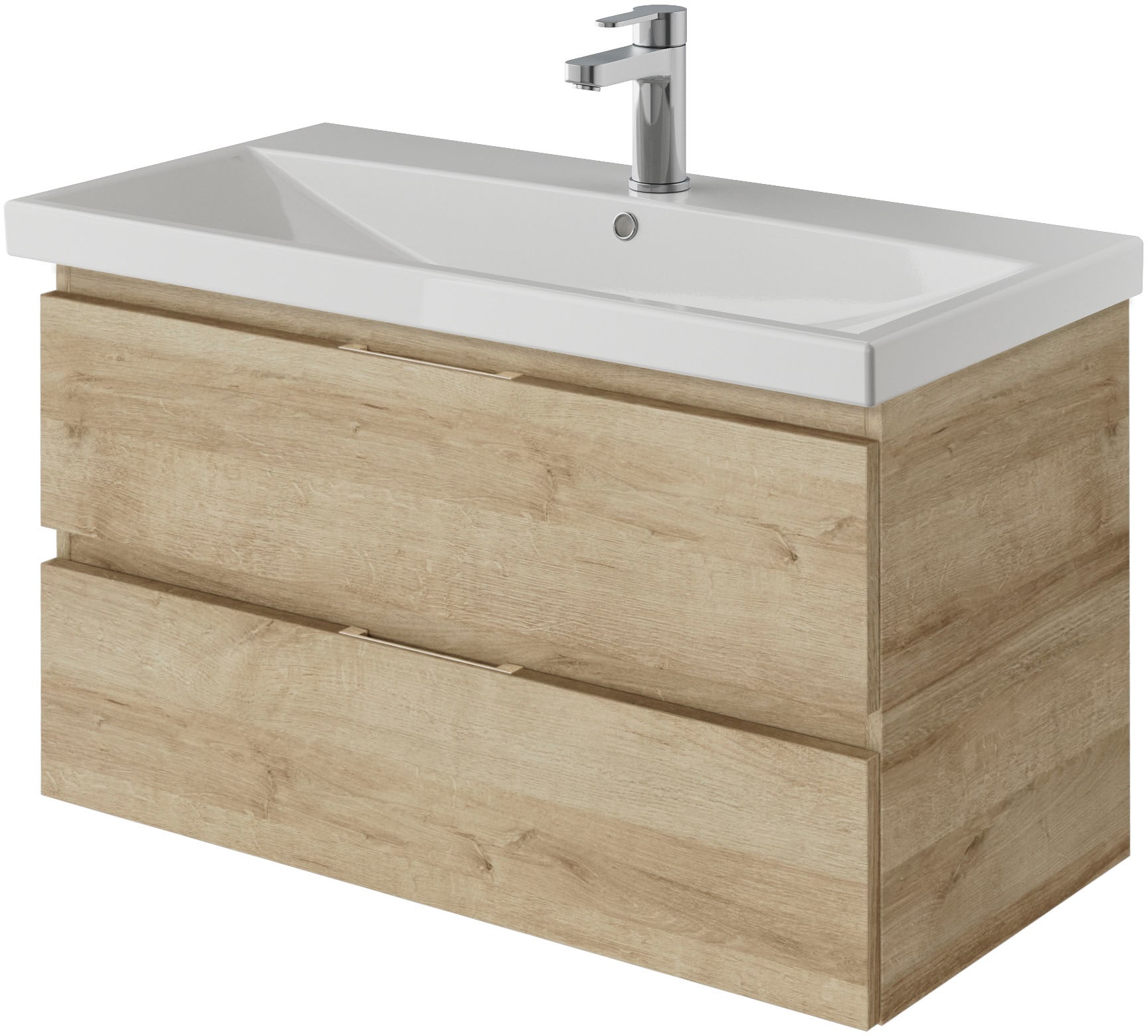 Saphir Badmöbel-Set »Serie 4035 2-teilig, Keramikwaschtisch mit LED-Spiegelschrank«, (Set), 90 cm breit, inkl. Türdämpfer, 2 Schubladen, 3 Türen, 6 Einlegeböden