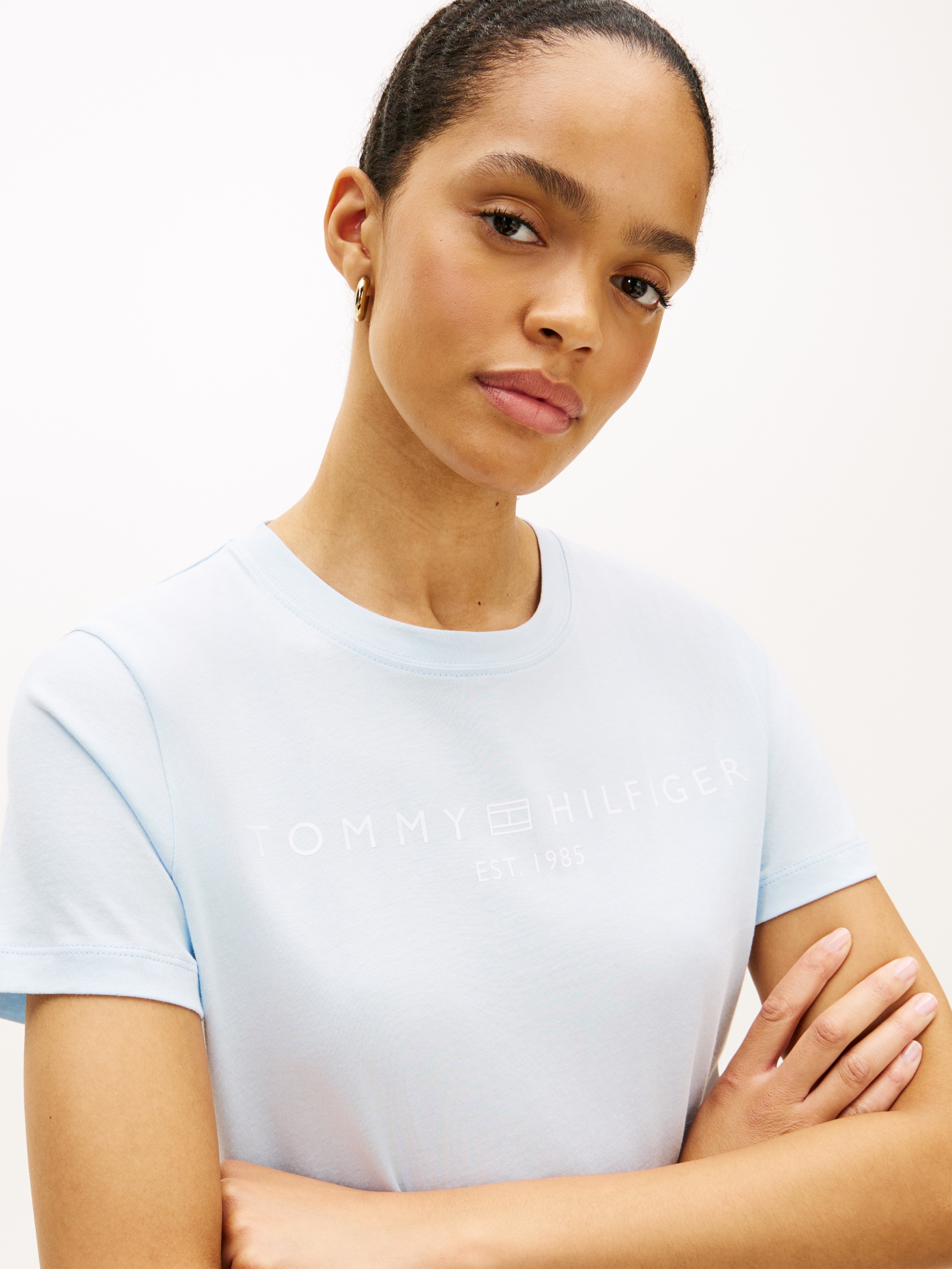 Tommy Hilfiger Kurzarmshirt »REG CORP LOGO C-NK SS« Baumwolle