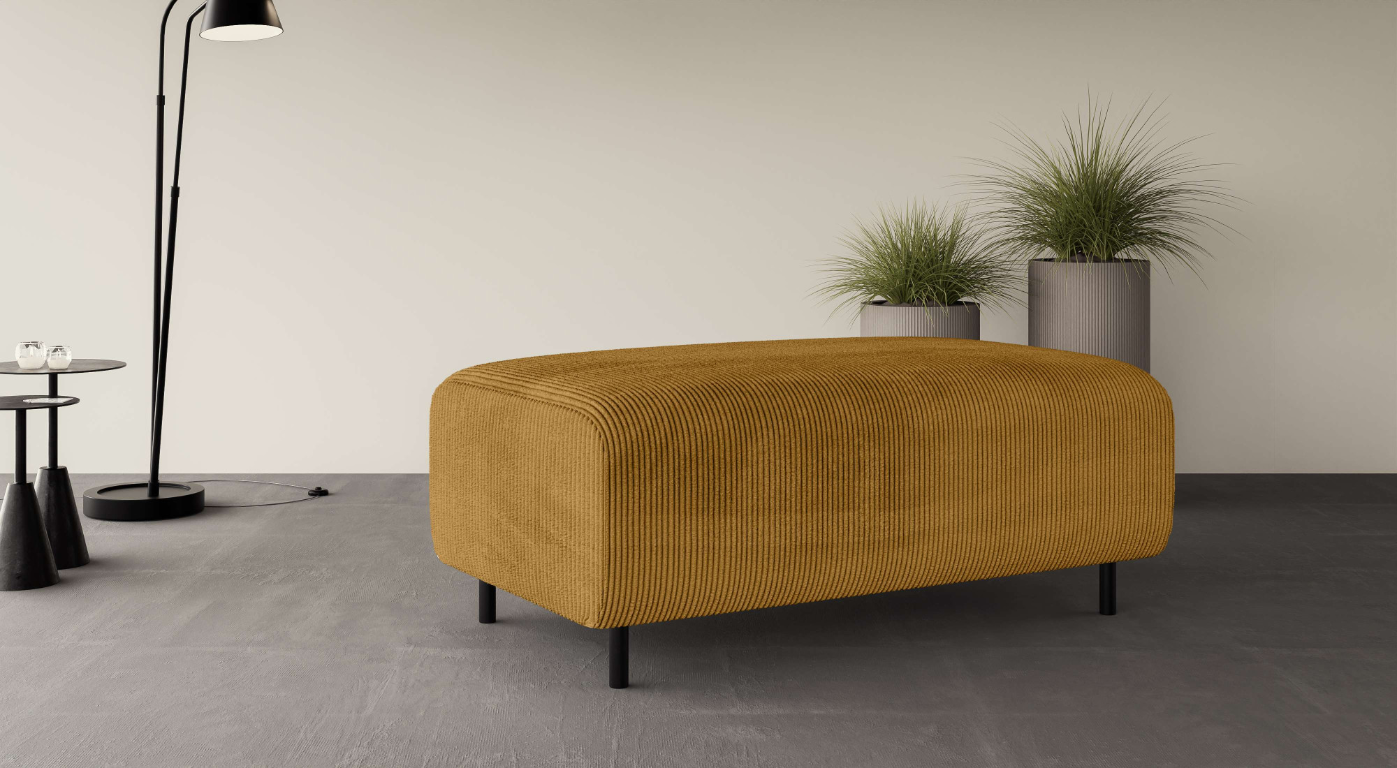 OTTO home Polsterhocker "ARROS groß mit Wellenunterfederung, Maße B/T/H: 120/70/46 cm" passend zur Serie, in hochwertiger Verarbeitung